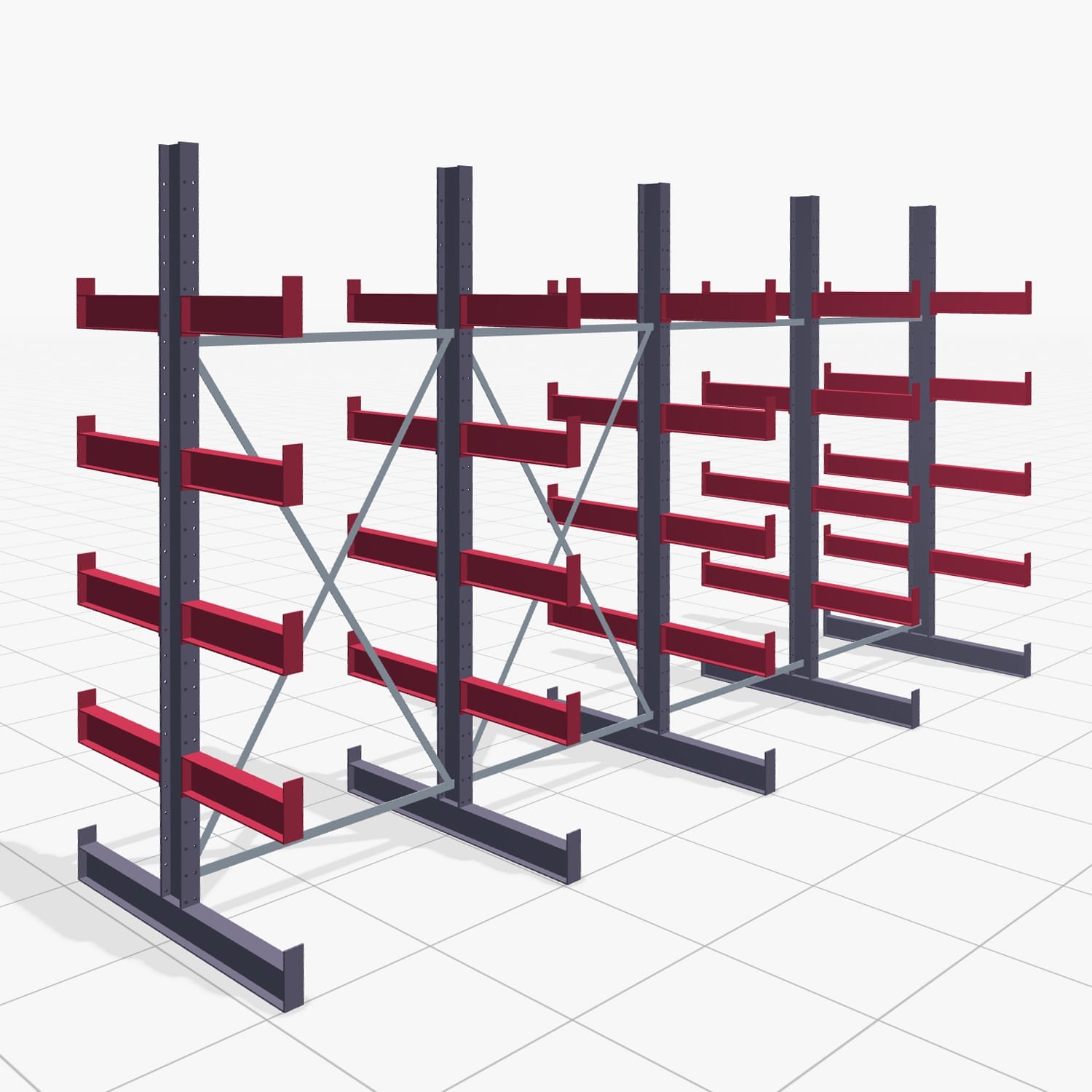 Kragarmregale Handbedient KHX 3000, H: 3.000 mm, B: 2645 mm, Armlänge: 2.400 kg, Zweiseitige Nutzung
