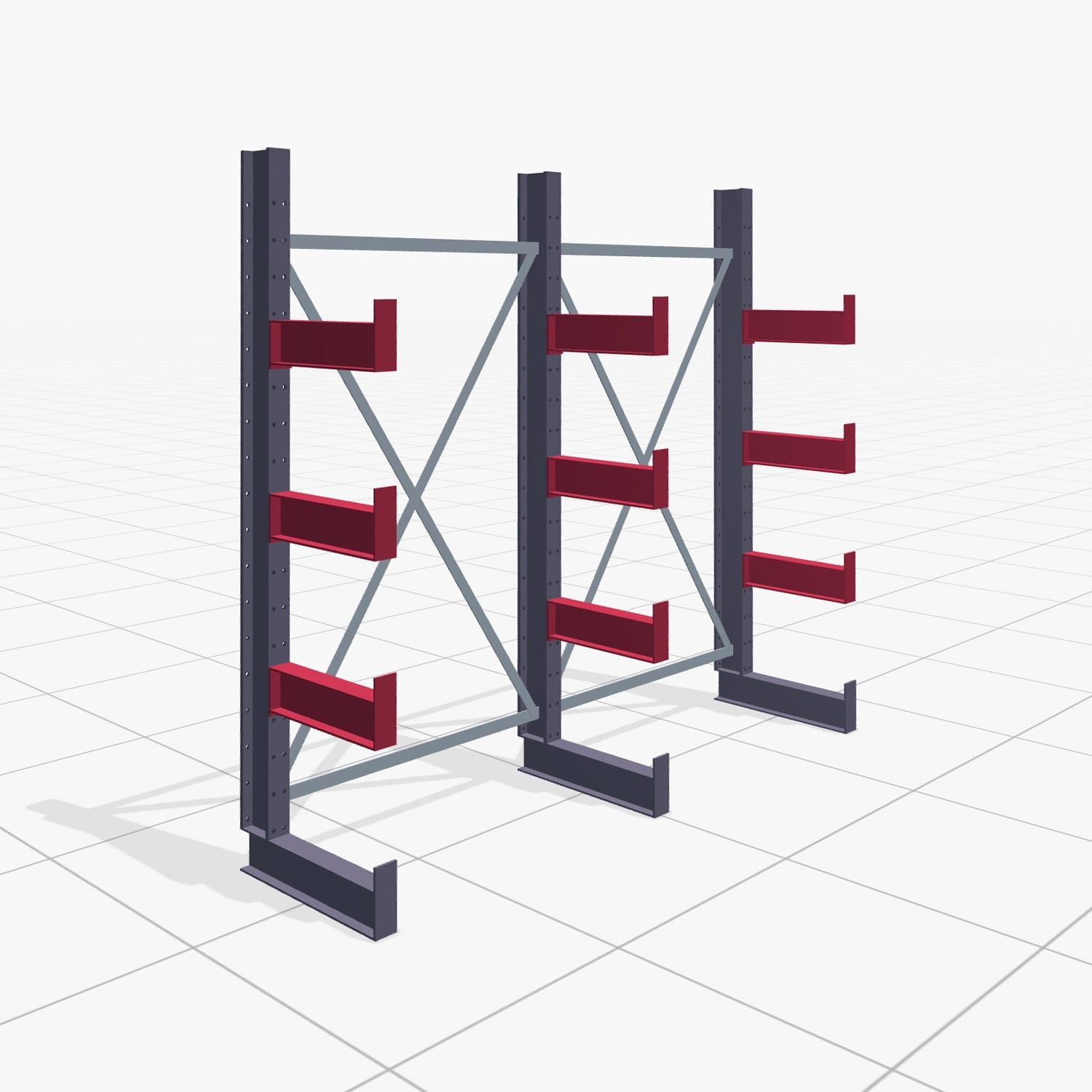 Kragarmregale Handbedient KHX 3000, H: 2.000 mm, B: 2066 mm, Armlänge: 400 mm (1.120 kg), Einseitige Nutzung