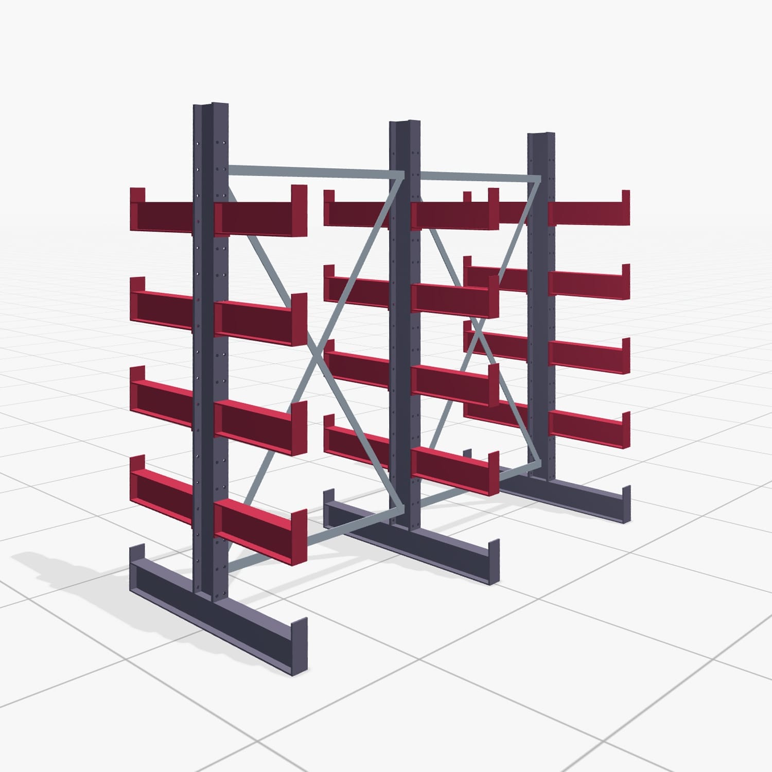 Kragarmregale Handbedient KHX 3000, H: 2.000 mm, B: 2066 mm, Armlänge: 400 mm (1.120 kg), Zweiseitige Nutzung