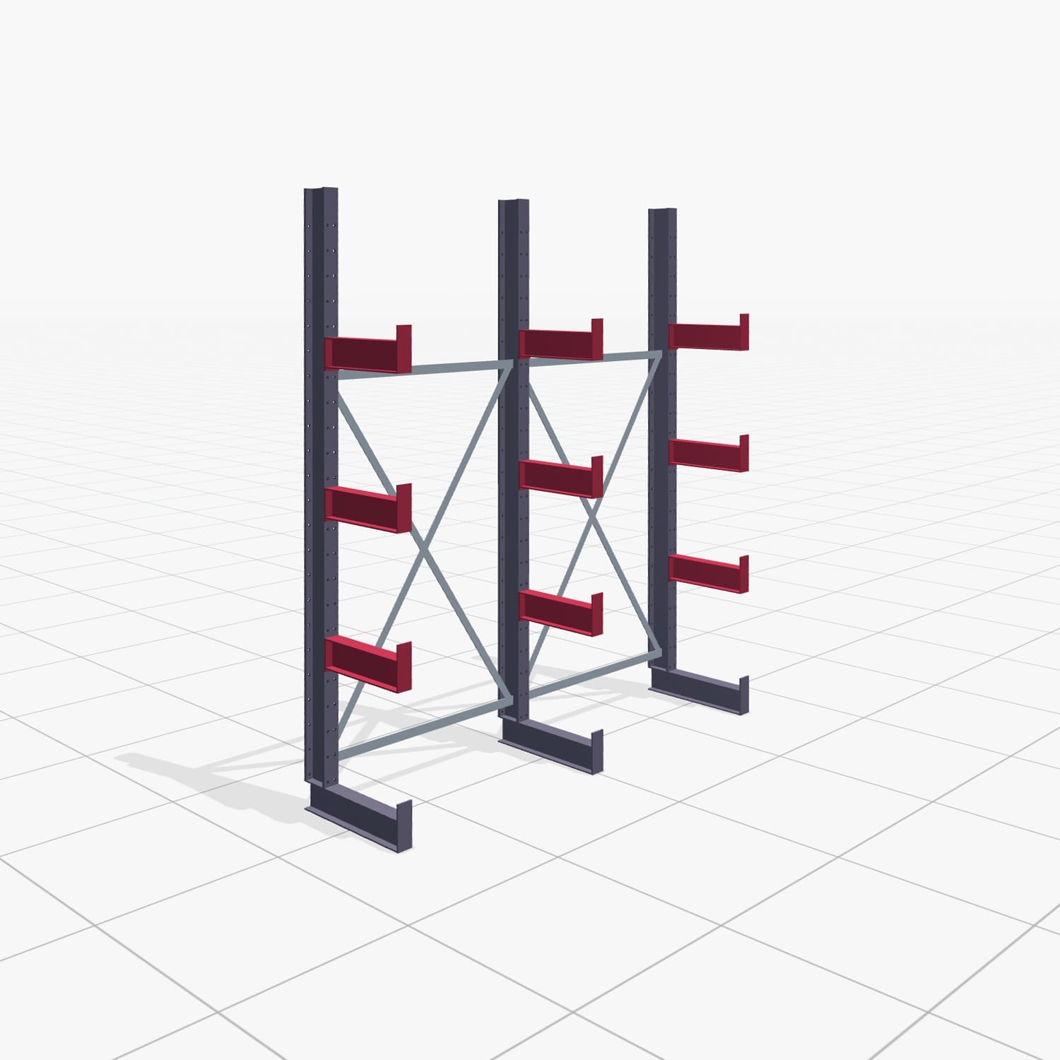 Kragarmregale Handbedient KHX 3000, H: 2.500 mm, B: 2066 mm, Armlänge: 800 mm (560kg), Einseitige Nutzung