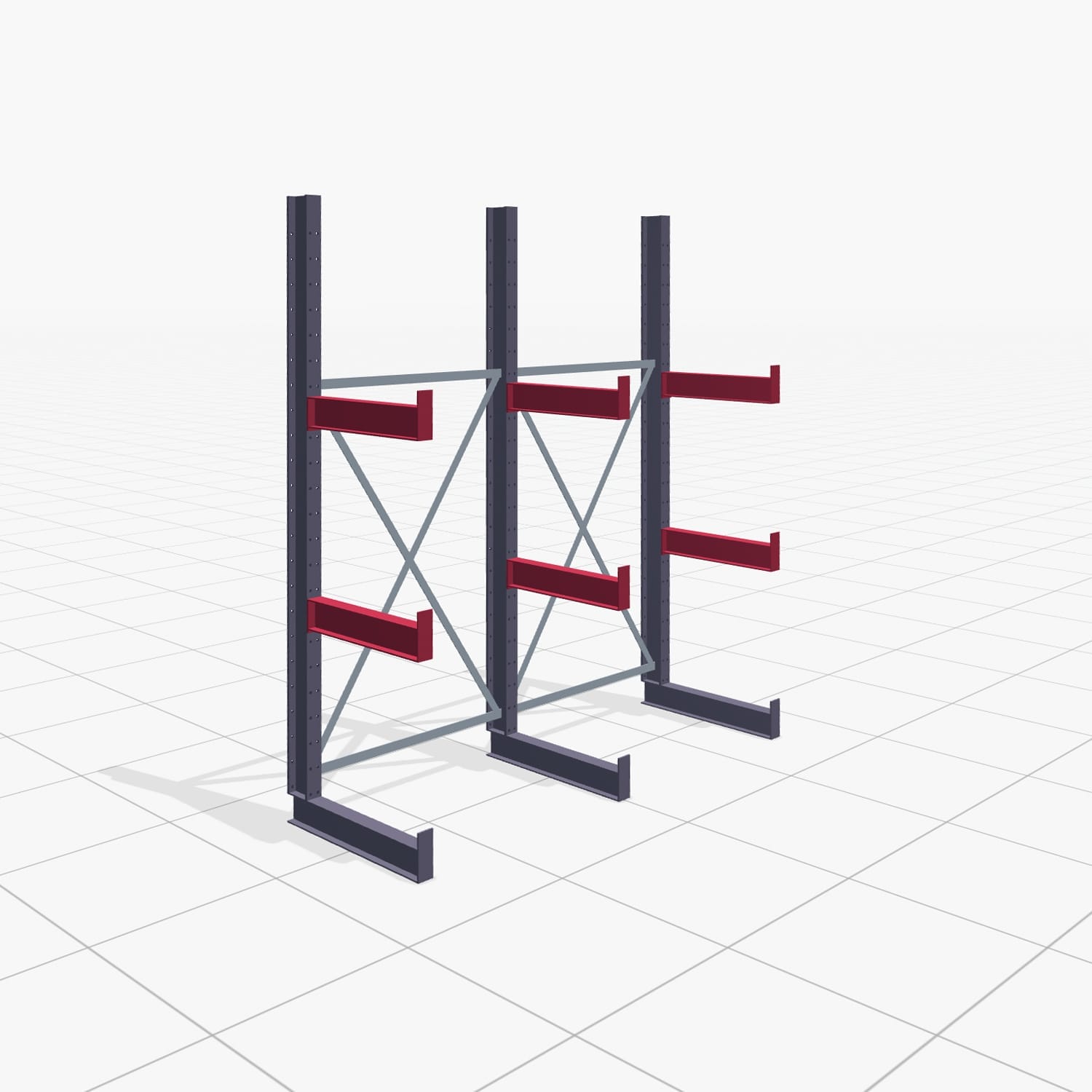 Kragarmregale Handbedient KHX 3000, H: 2.500 mm, B: 2066 mm, Armlänge: 600 mm (750 kg), Einseitige Nutzung