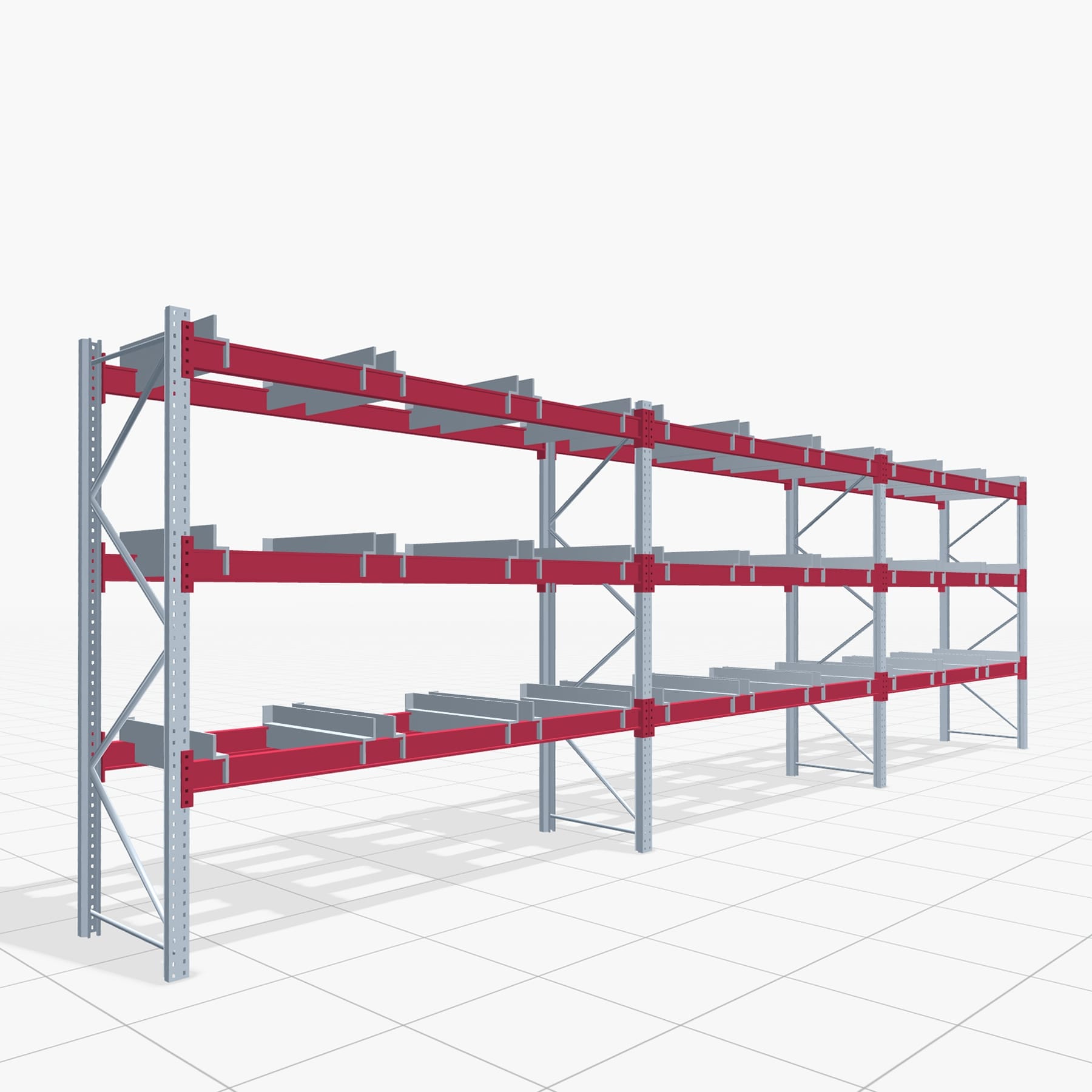 Palettenregale PRX 1000, Gitterbox, H: 2.600 mm, B: 8.500 mm, Palettengewicht: 500 kg, Palettenplätze: 36