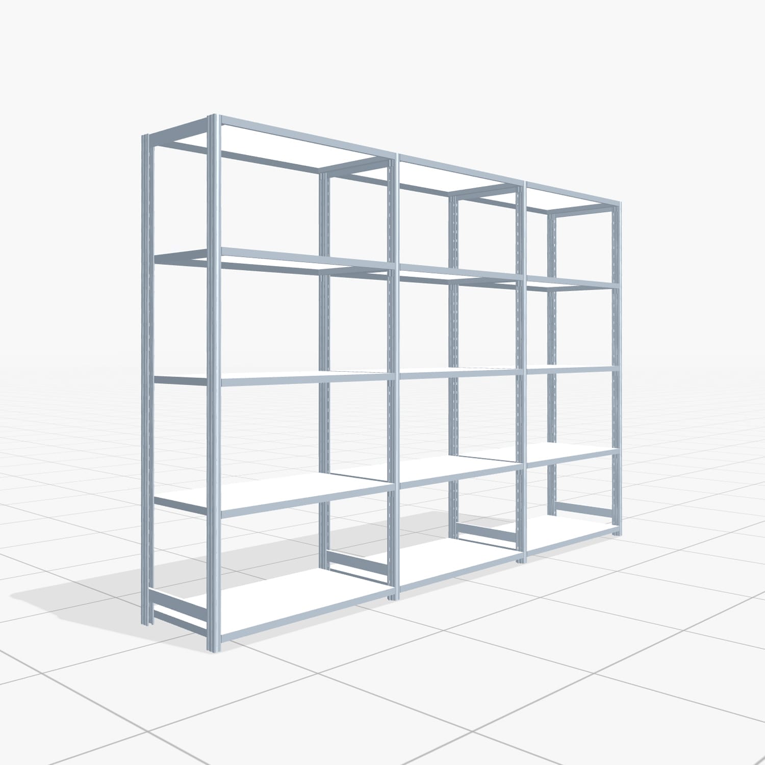 Fachbodenregal FBX 4000, H: 2.000 mm, B: 3.023 mm mm, T: 500 mm, Ebenen: 5