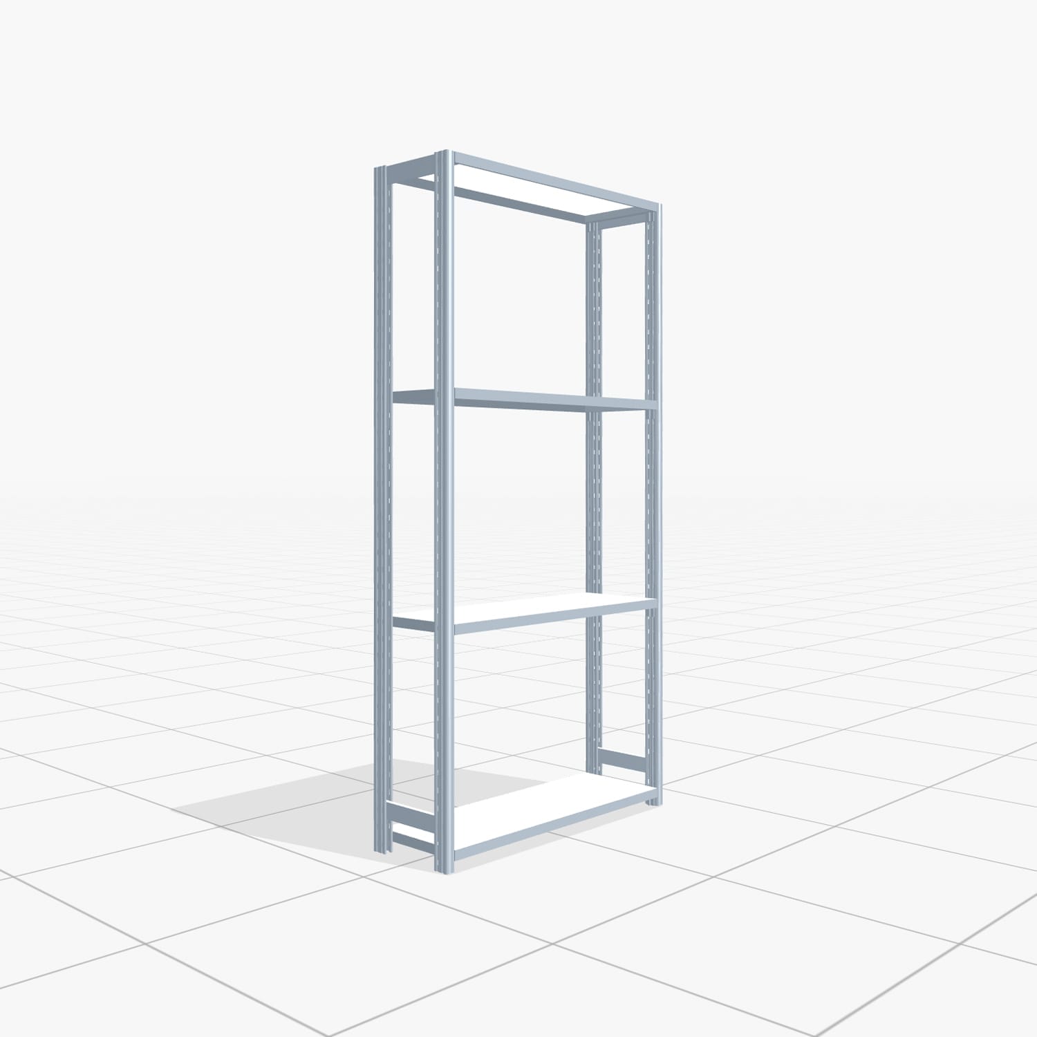 Fachbodenregal FBX 4000, H: 2.000 mm, B: 1.029 mm mm, T: 300 mm, Ebenen: 4