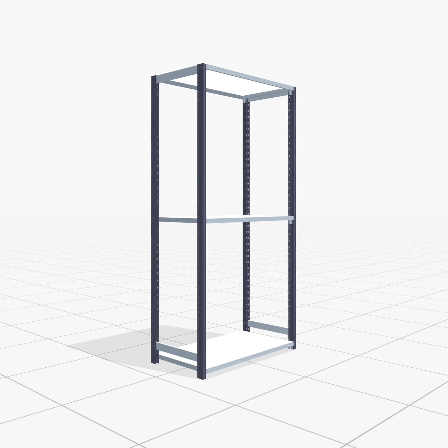 Fachbodenregal FBX 4000, H: 2.000 mm, B: 1.029 mm mm, T: 500 mm, Ebenen: 3