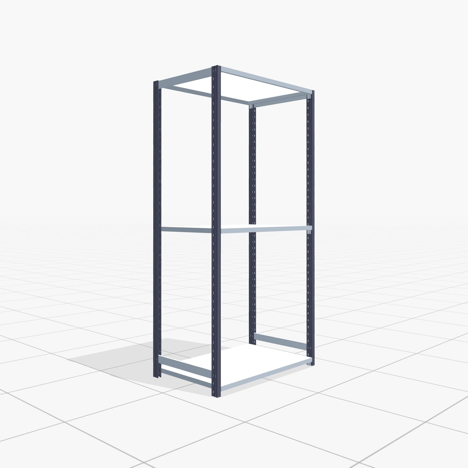 Fachbodenregal FBX 4000, H: 2.000 mm, B: 1.029 mm mm, T: 600 mm, Ebenen: 3