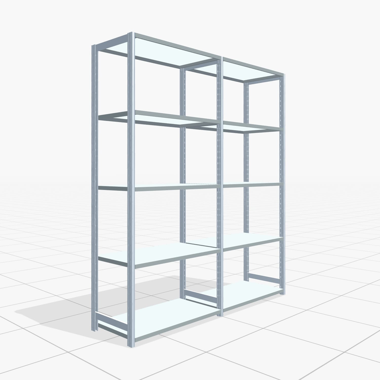 Fachbodenregal FBX 4000, H: 2.250 mm, B: 2.026 mm mm, T: 500 mm, Ebenen: 5