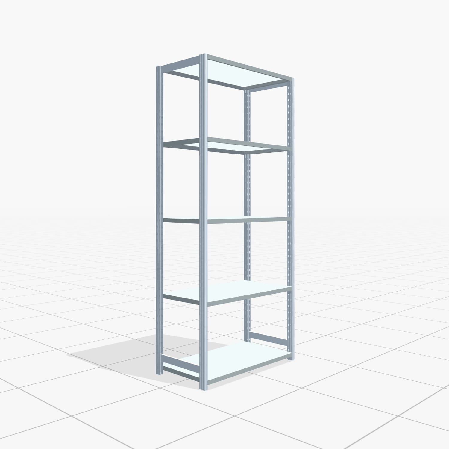 Fachbodenregal FBX 4000, H: 2.250 mm, B: 1.029 mm mm, T: 500 mm, Ebenen: 5