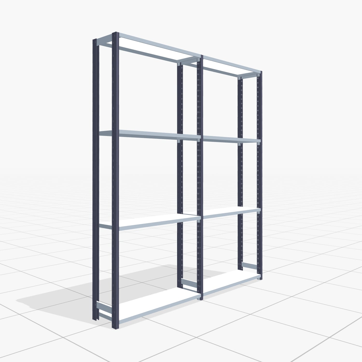 Fachbodenregal FBX 4000, H: 2.250 mm, B: 2.026 mm mm, T: 300 mm, Ebenen: 4