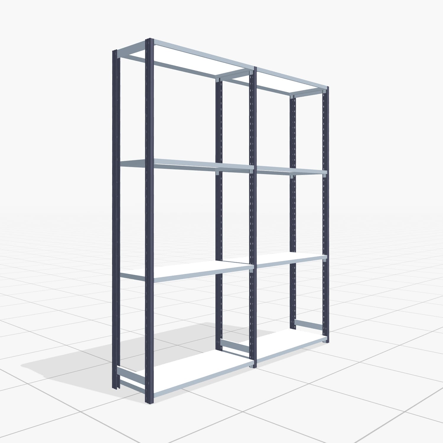 Fachbodenregal FBX 4000, H: 2.250 mm, B: 2.026 mm mm, T: 400 mm, Ebenen: 4