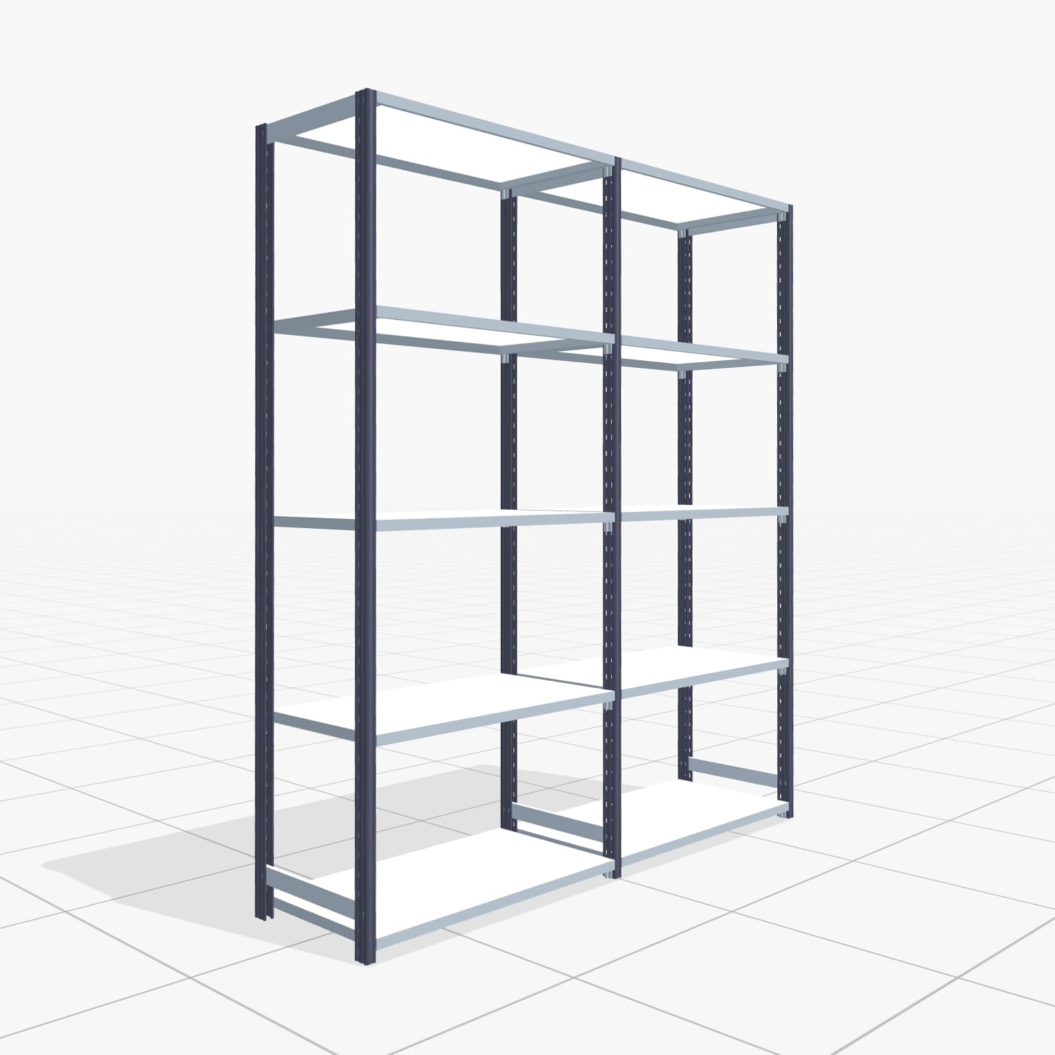 Fachbodenregal FBX 4000, H: 2.250 mm, B: 2.026 mm mm, T: 500 mm, Ebenen: 5