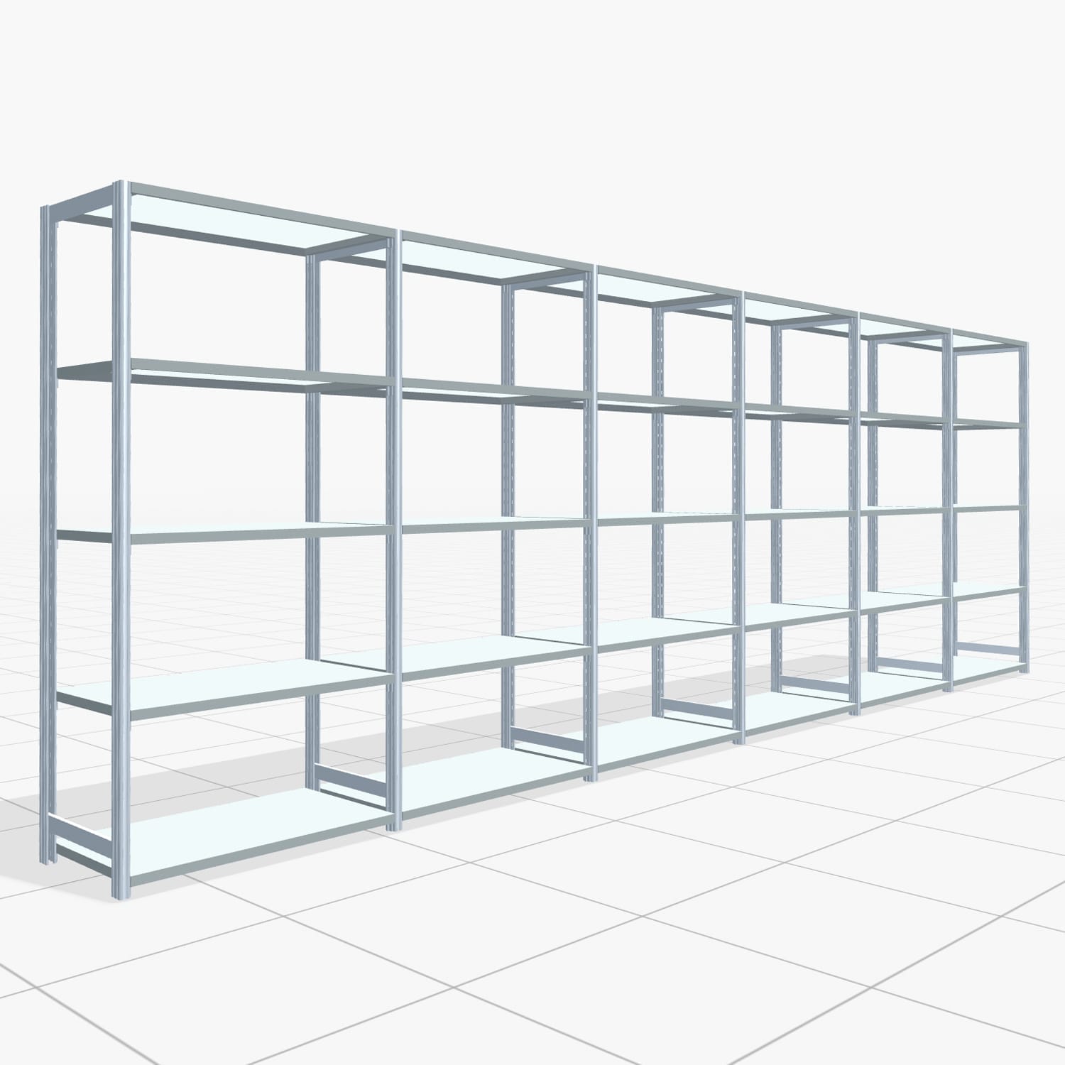 Fachbodenregal FBX 4000, H: 2.000 mm, B: 6.014 mm mm, T: 500 mm, Ebenen: 5