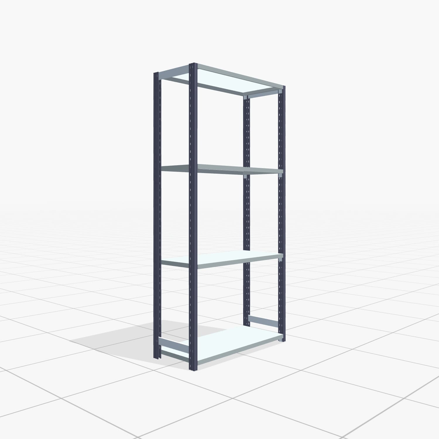 Fachbodenregal FBX 4000, H: 2.000 mm, B: 1.029 mm mm, T: 400 mm, Ebenen: 4