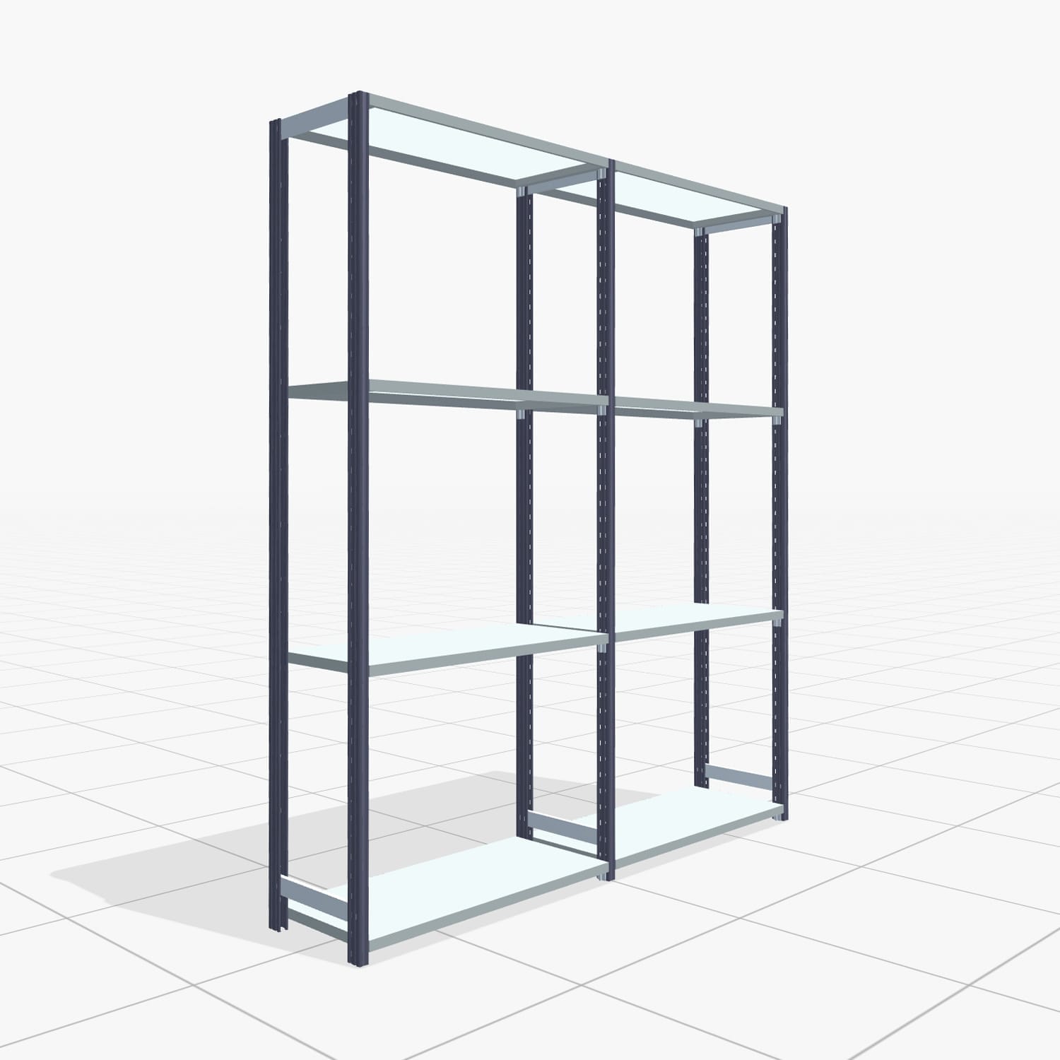 Fachbodenregal FBX 4000, H: 2.250 mm, B: 2.026 mm mm, T: 400 mm, Ebenen: 4