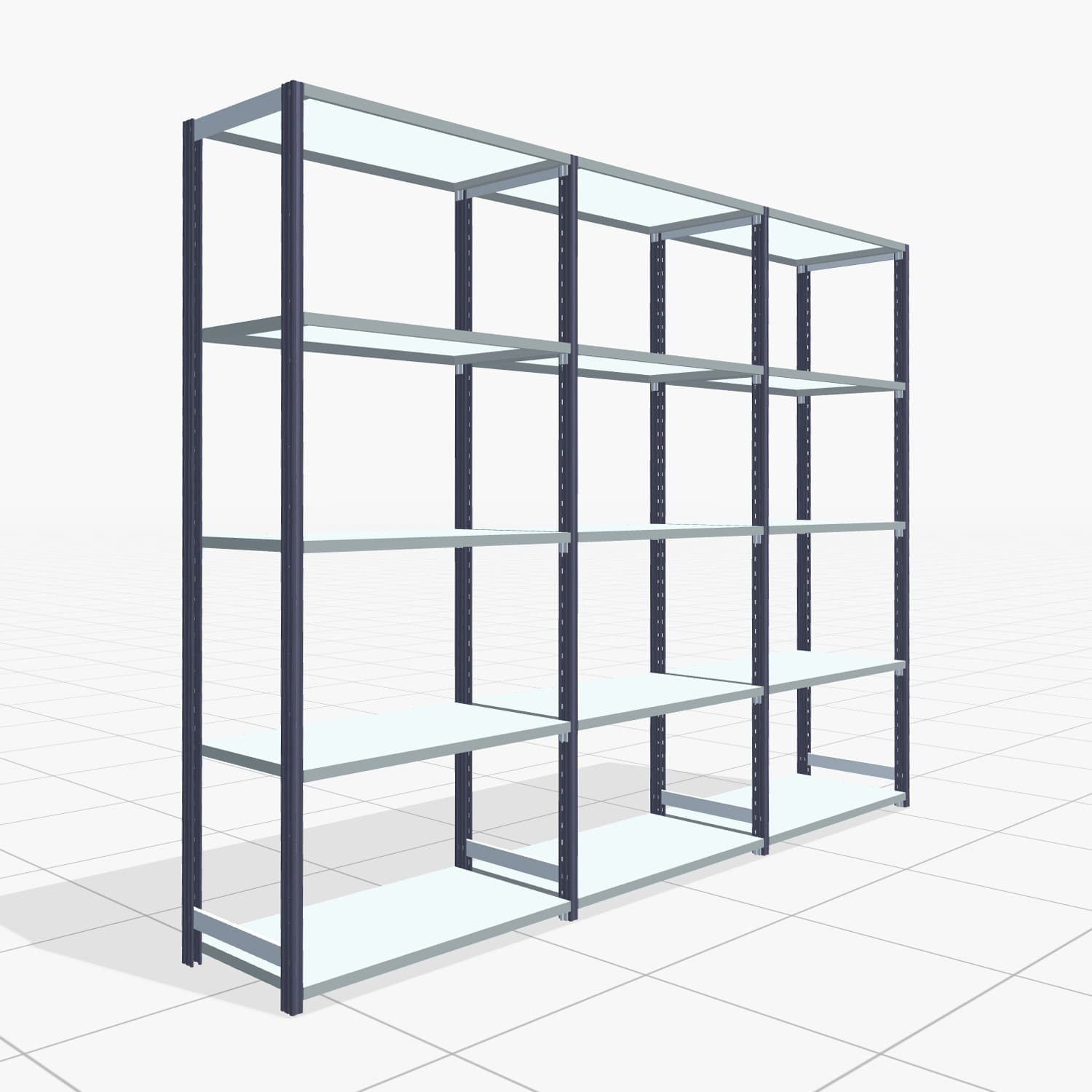 Fachbodenregal FBX 4000, H: 2.250 mm, B: 3.023 mm mm, T: 500 mm, Ebenen: 5