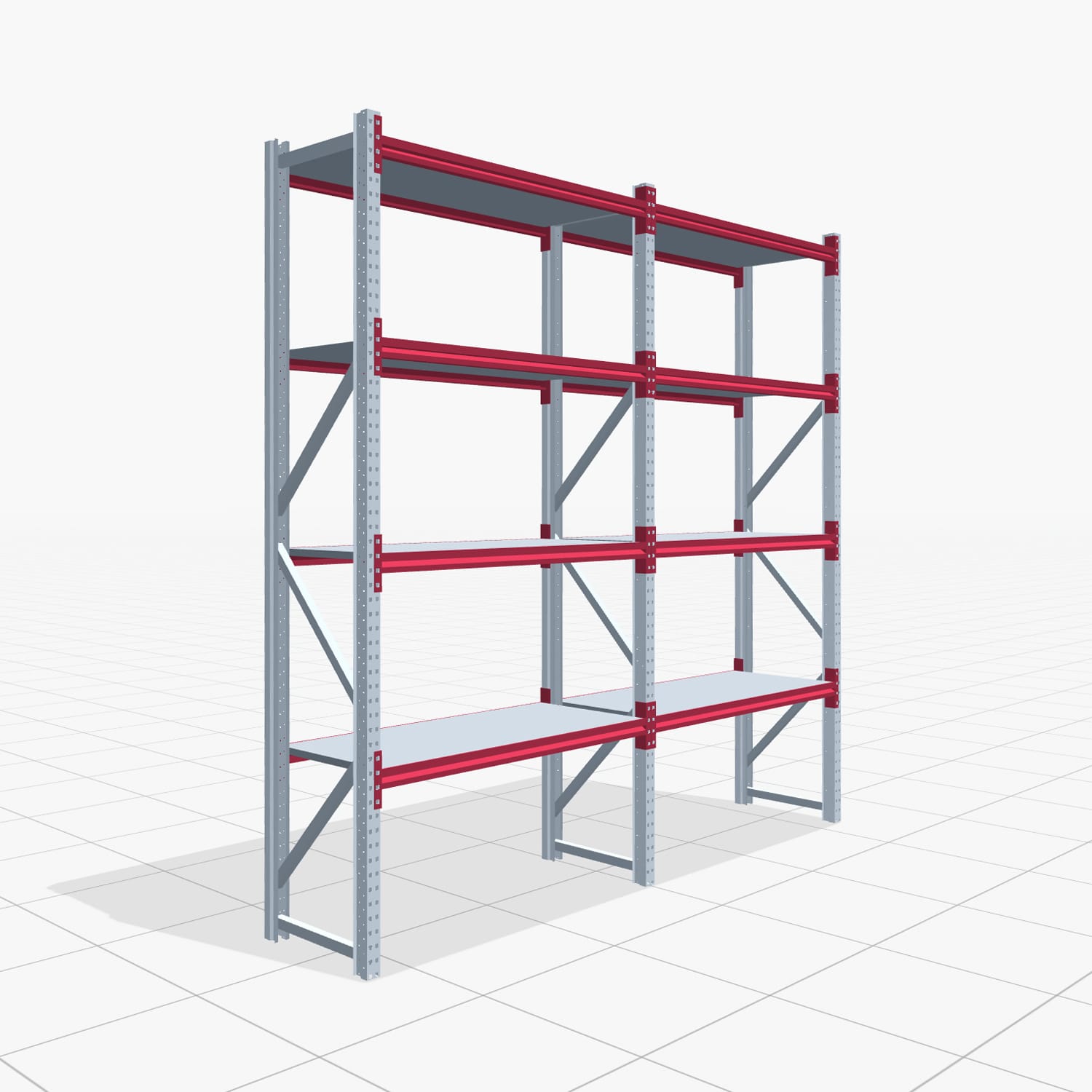 Weitspannregale WSX 5000, H: 3.000 mm, B: 3.187 mm mm, T: 600 mm, Ebenen: 5, Feldbreite: 1.500 mm, Auflage: Stahlboden