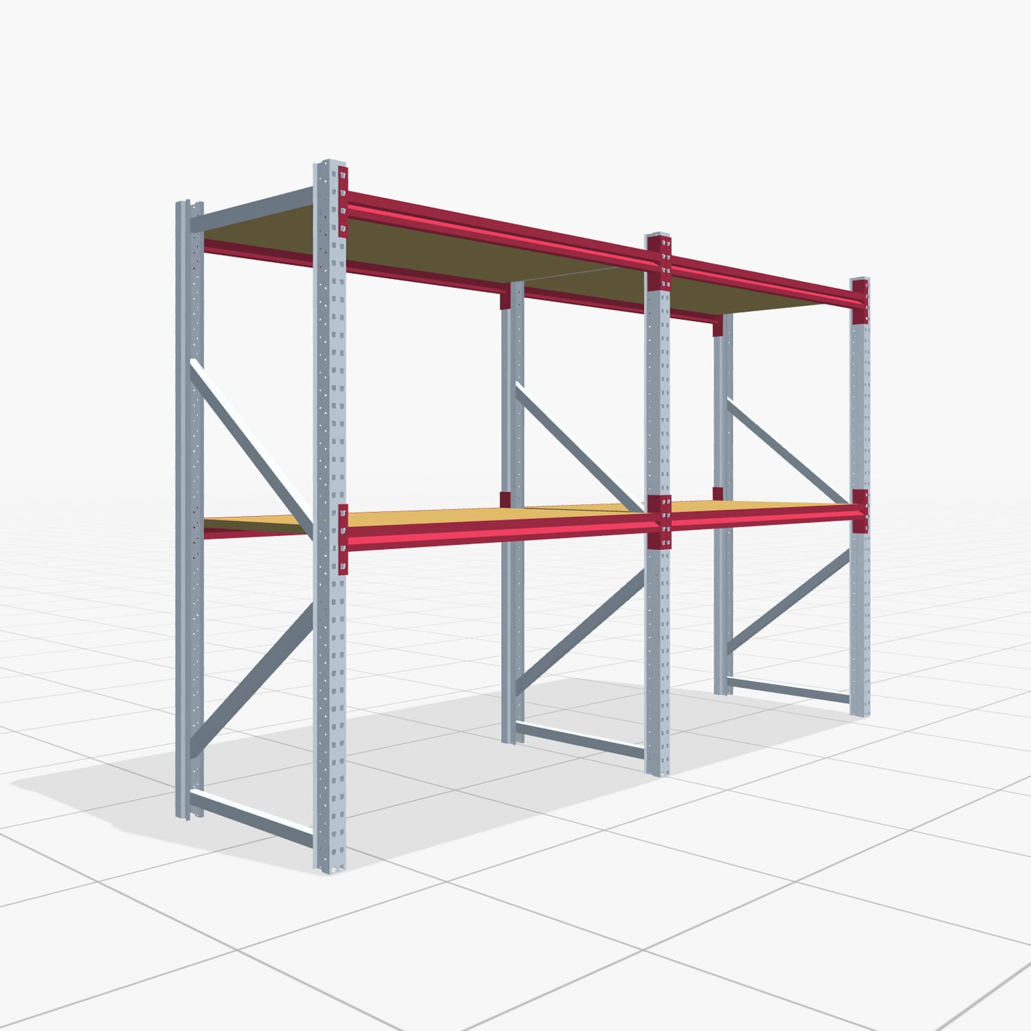 Weitspannregale WSX 5000, H: 2.000 mm, B: 3.187 mm mm, T: 800 mm, Ebenen: 3, Feldbreite: 1.500 mm, Auflage: Spanplatte