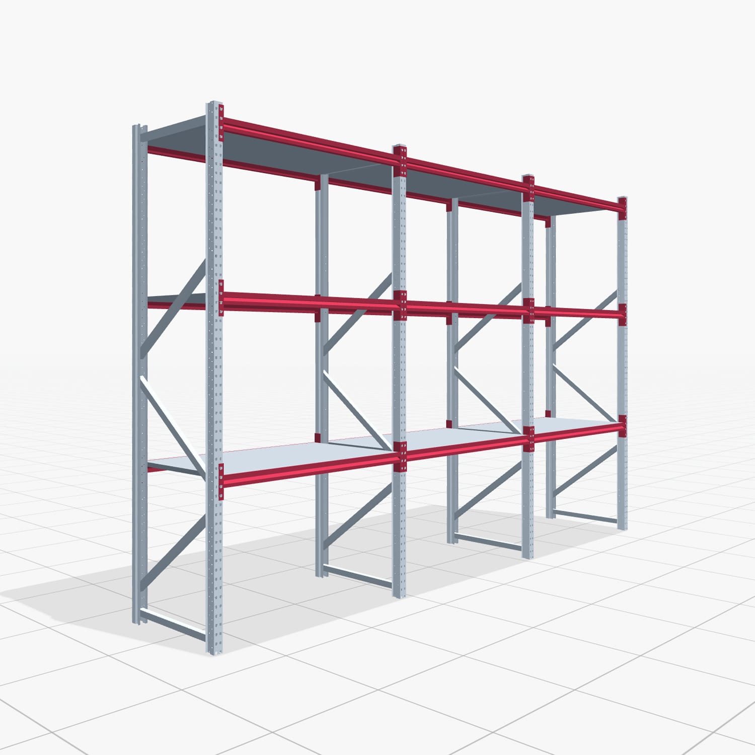 Weitspannregale WSX 5000, H: 3.000 mm, B: 4.748 mm mm, T: 800 mm, Ebenen: 4, Feldbreite: 1.500 mm, Auflage: Stahlboden