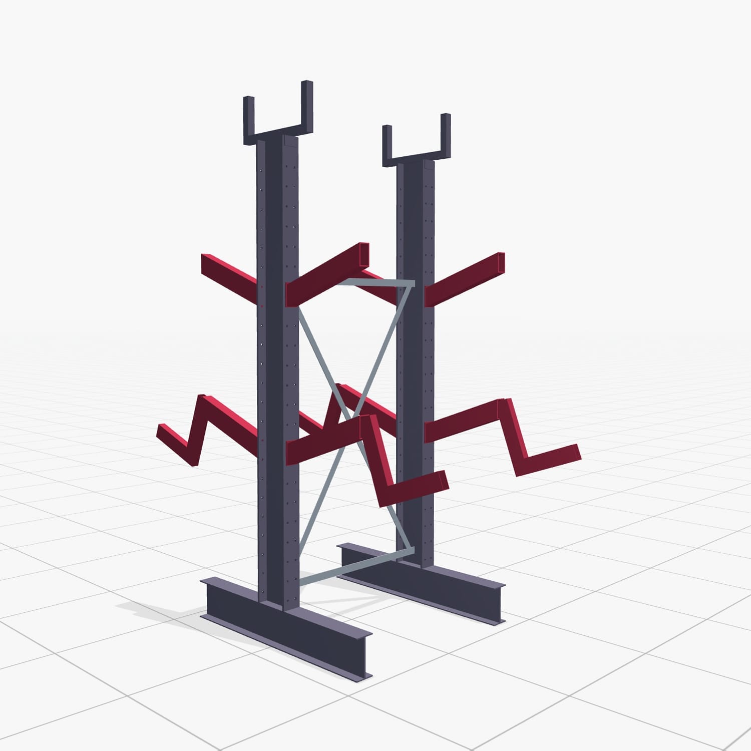 Schrägarmregale KHX 3020, H: 2.500 mm (IPE 200), B: 1101 mm, Feldanzahl: 1