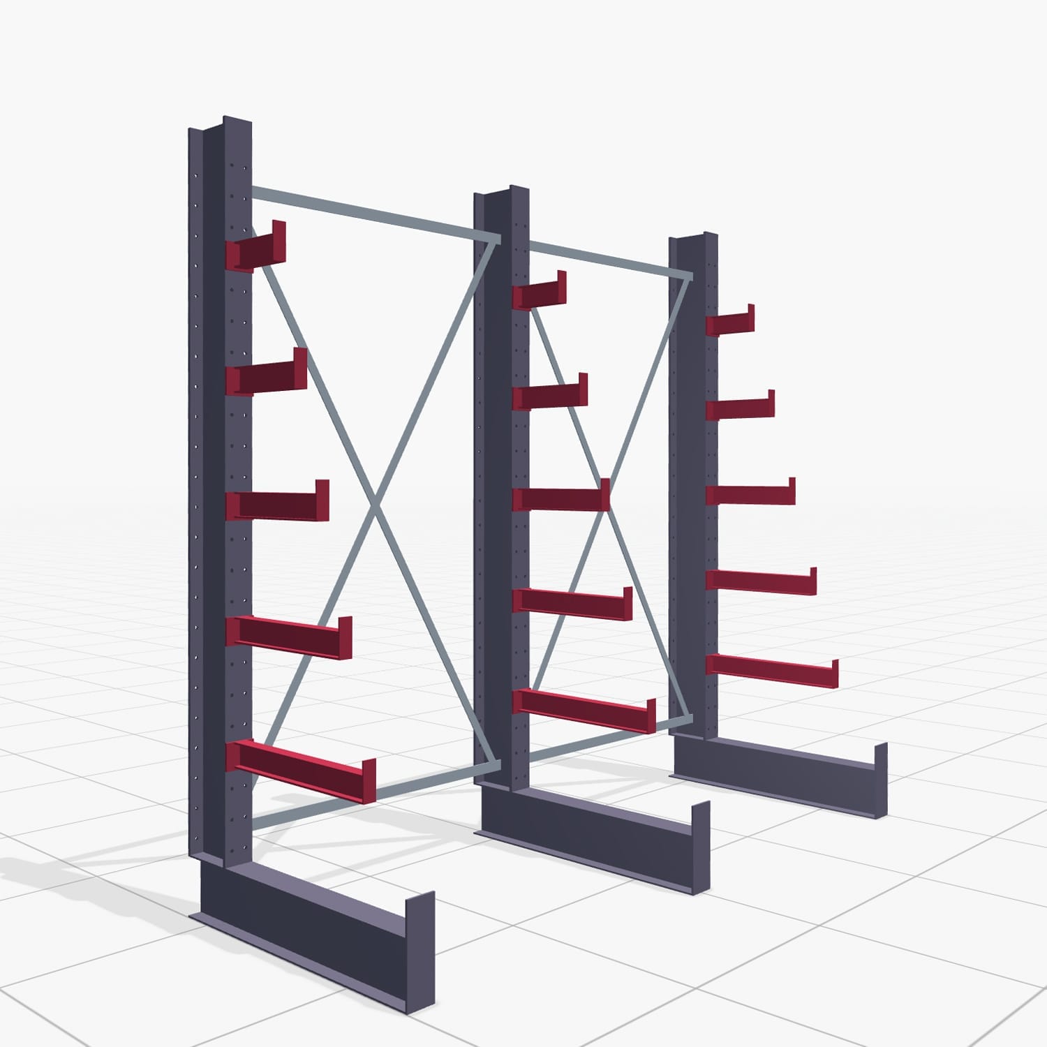 Tannenbaumregale KHX 3030, H: 2.500 mm (IPE 140), B: 2636 mm, Feldanzahl: 2, Einseitige Nutzung