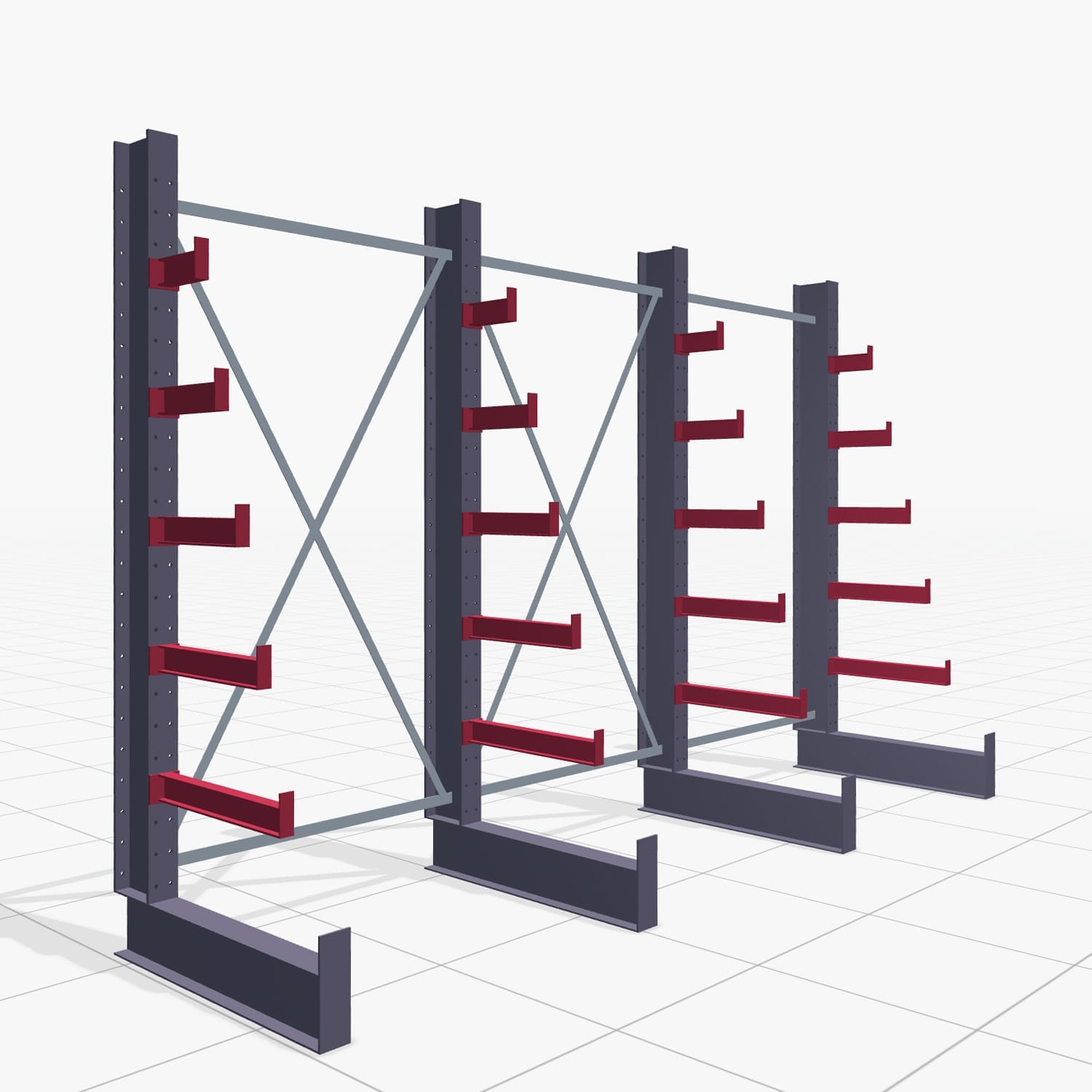 Tannenbaumregale KHX 3030, H: 2.500 mm (IPE 140), B: 3922 mm, Feldanzahl: 3, Einseitige Nutzung