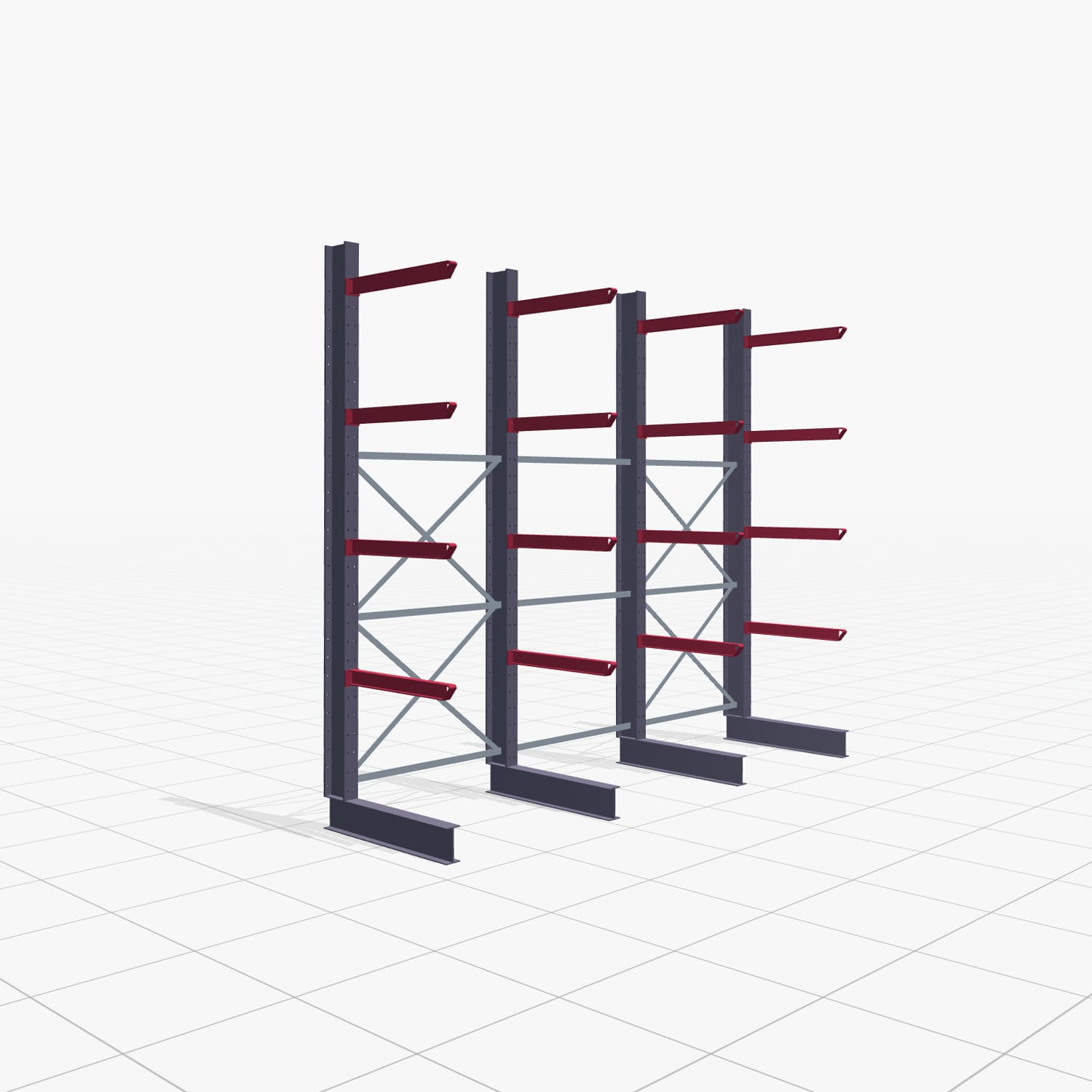 Kragarmregal Staplerbedient KSX 2000, H: 3.000 mm, B: 3691 mm, Armlänge: 800 mm, Einseitige Nutzung