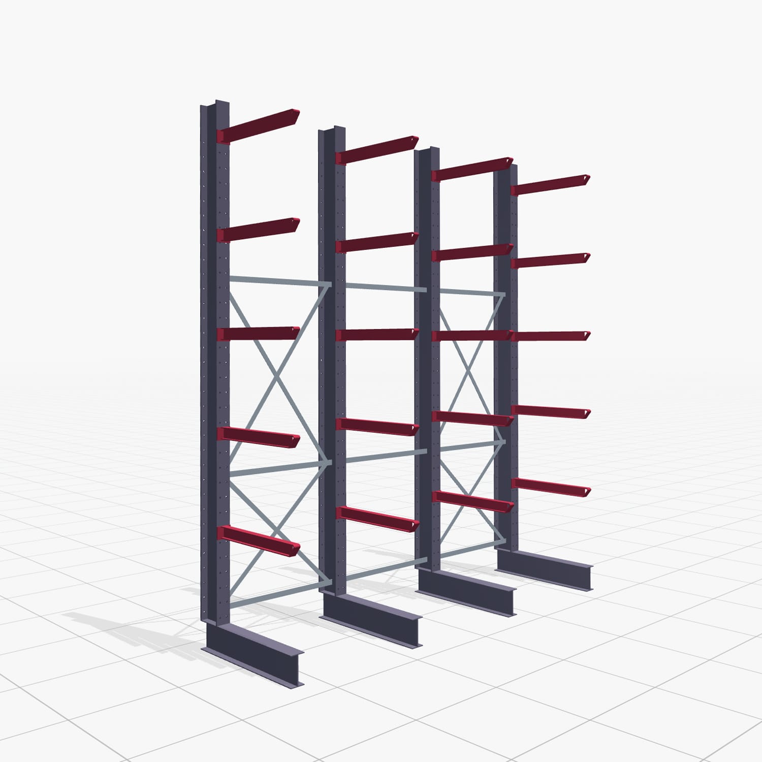Kragarmregal Staplerbedient KSX 2000, H: 3.500 mm, B: 3100 mm, Armlänge: 800 mm, Einseitige Nutzung