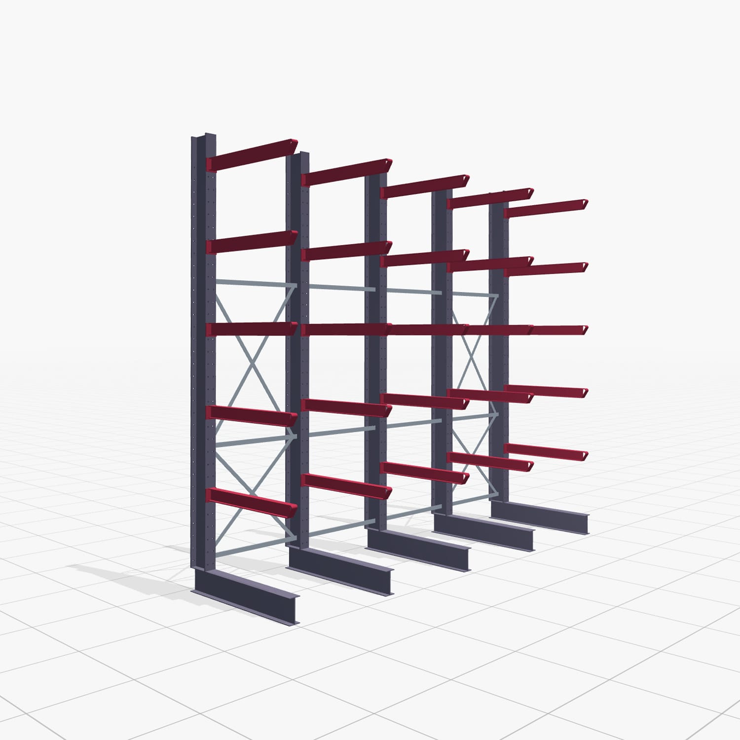 Kragarmregal Staplerbedient KSX 2000, H: 3.500 mm, B: 4100 mm, Armlänge: 1.000 mm, Einseitige Nutzung
