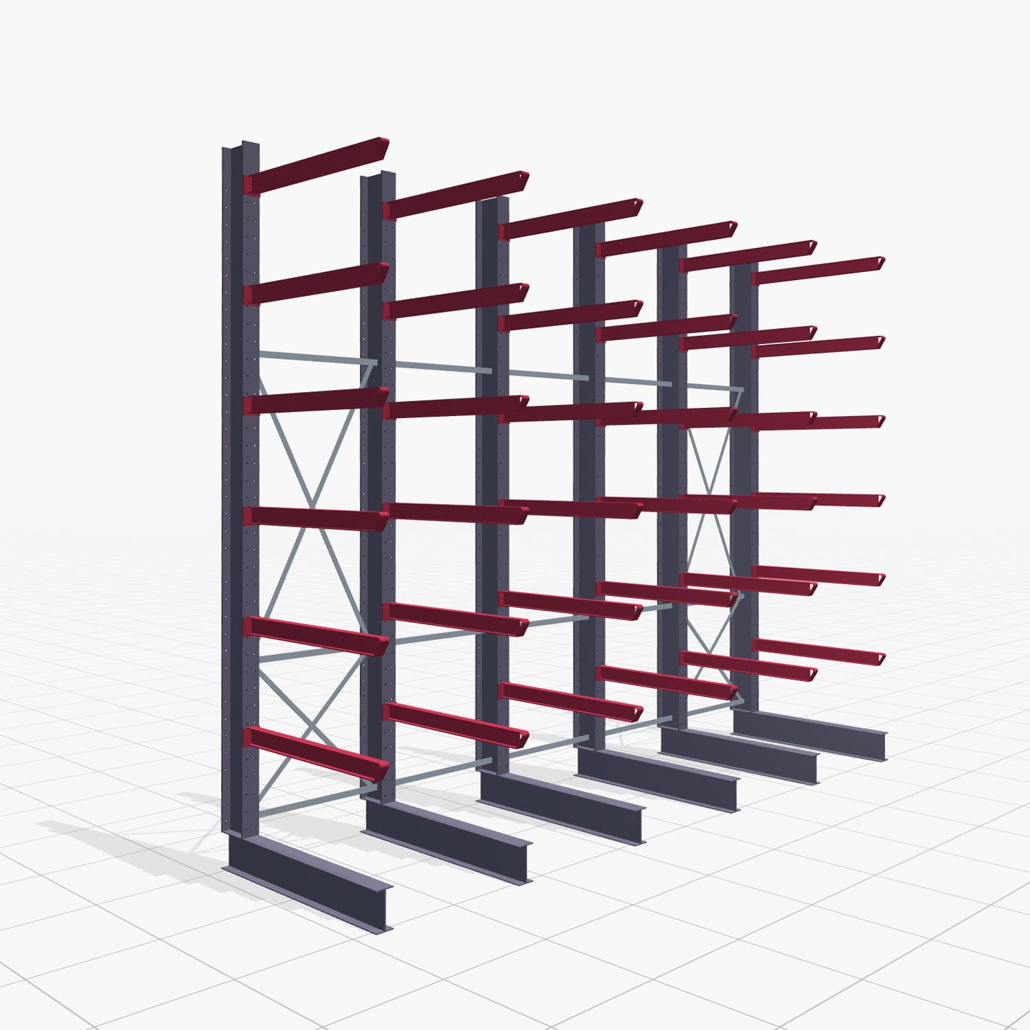 Kragarmregal Staplerbedient KSX 2000, H: 4.000 mm, B: 5100 mm, Armlänge: 1.200 mm, Einseitige Nutzung