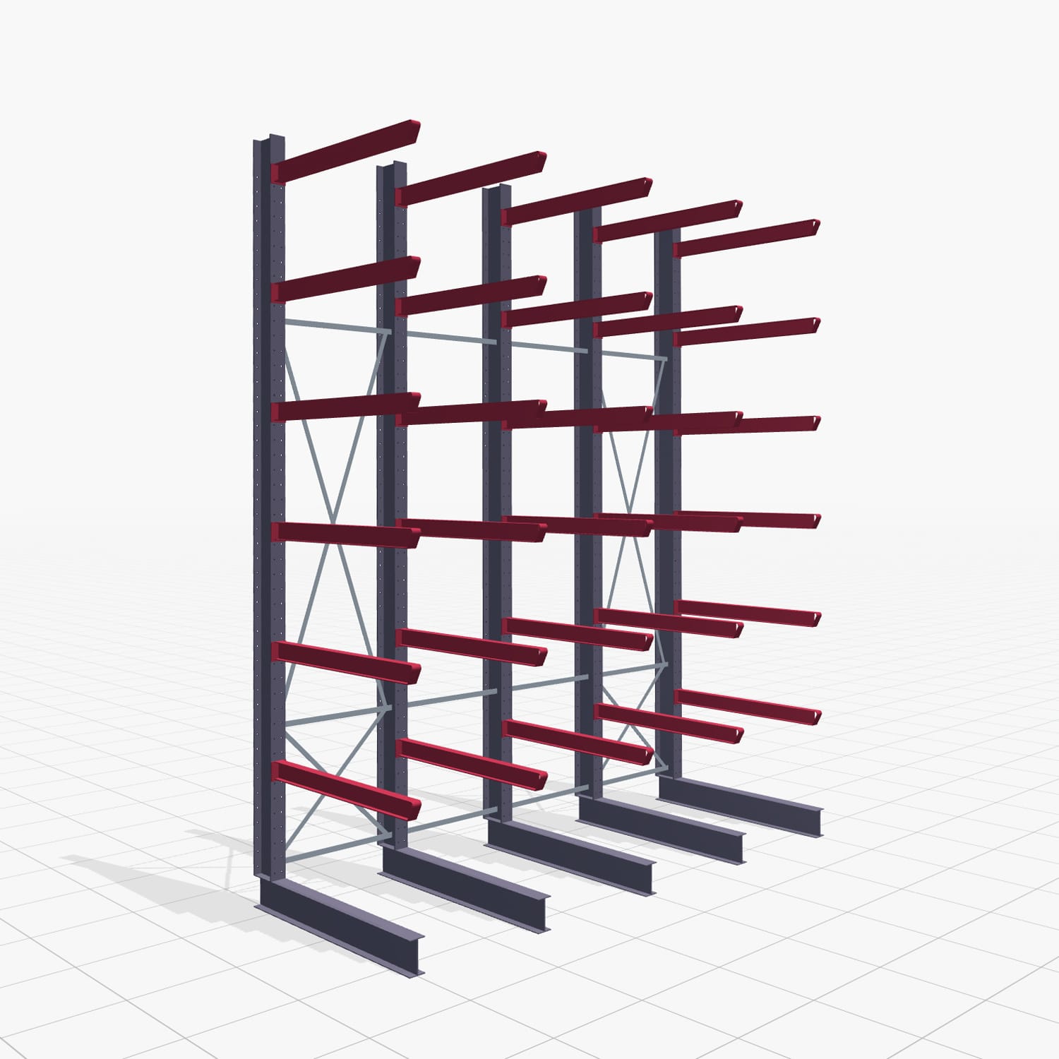 Kragarmregal Staplerbedient KSX 2000, H: 5.000 mm, B: 4110 mm, Armlänge: 1.500 mm, Einseitige Nutzung