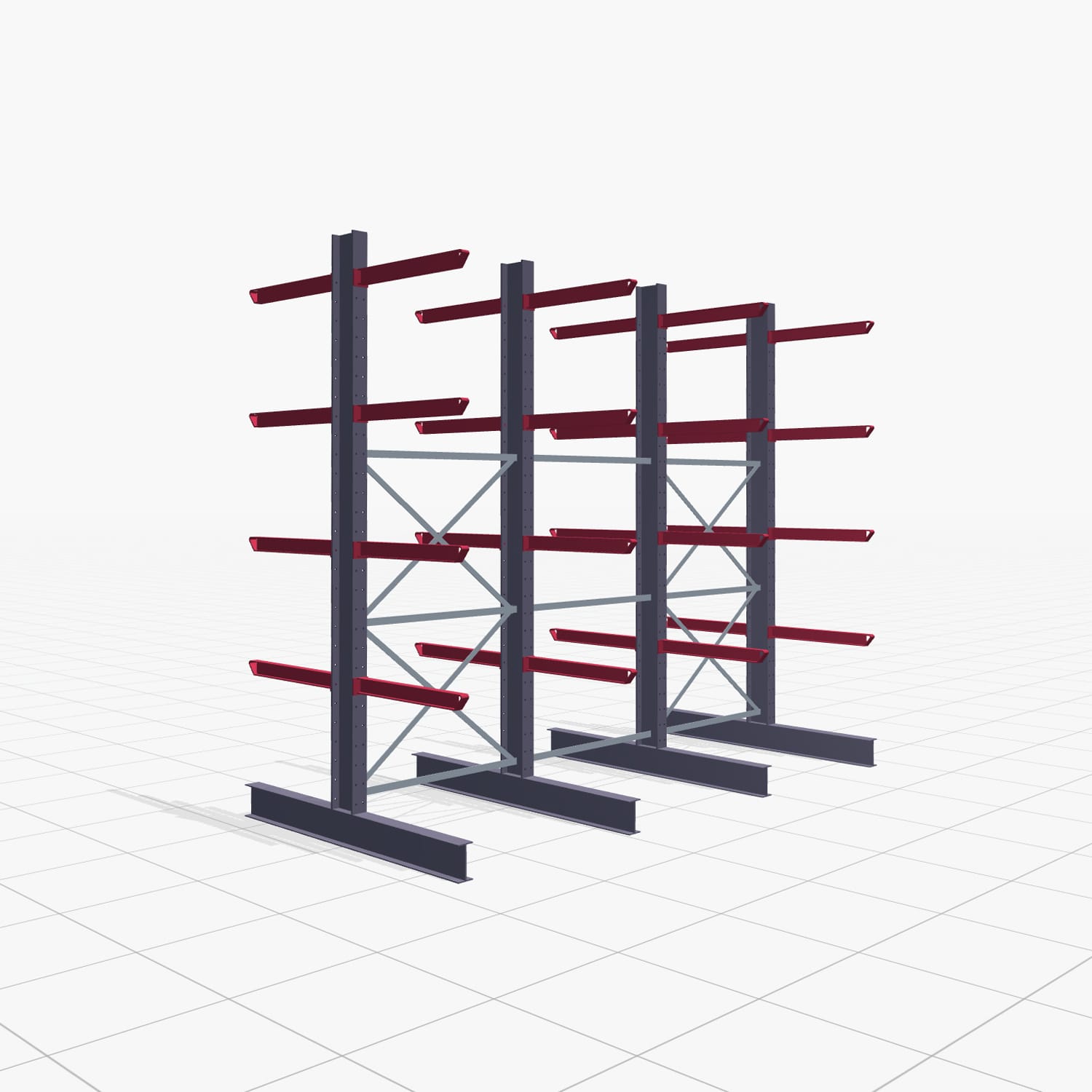 Kragarmregal Staplerbedient KSX 2000, H: 3.000 mm, B: 3691 mm, Armlänge: 800 mm, Zweiseitige Nutzung