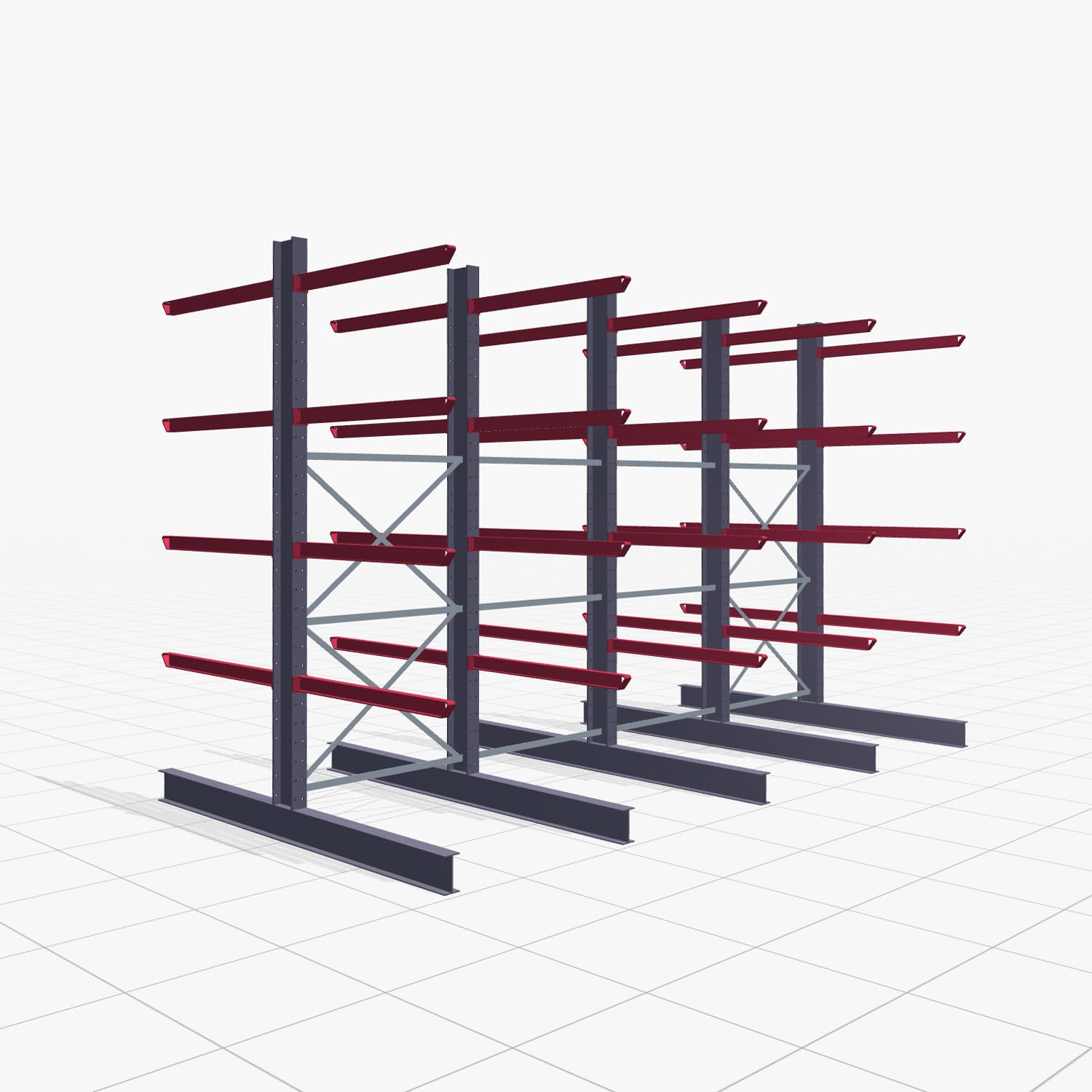 Kragarmregal Staplerbedient KSX 2000, H: 3.000 mm, B: 4891 mm, Armlänge: 1.200 mm, Zweiseitige Nutzung
