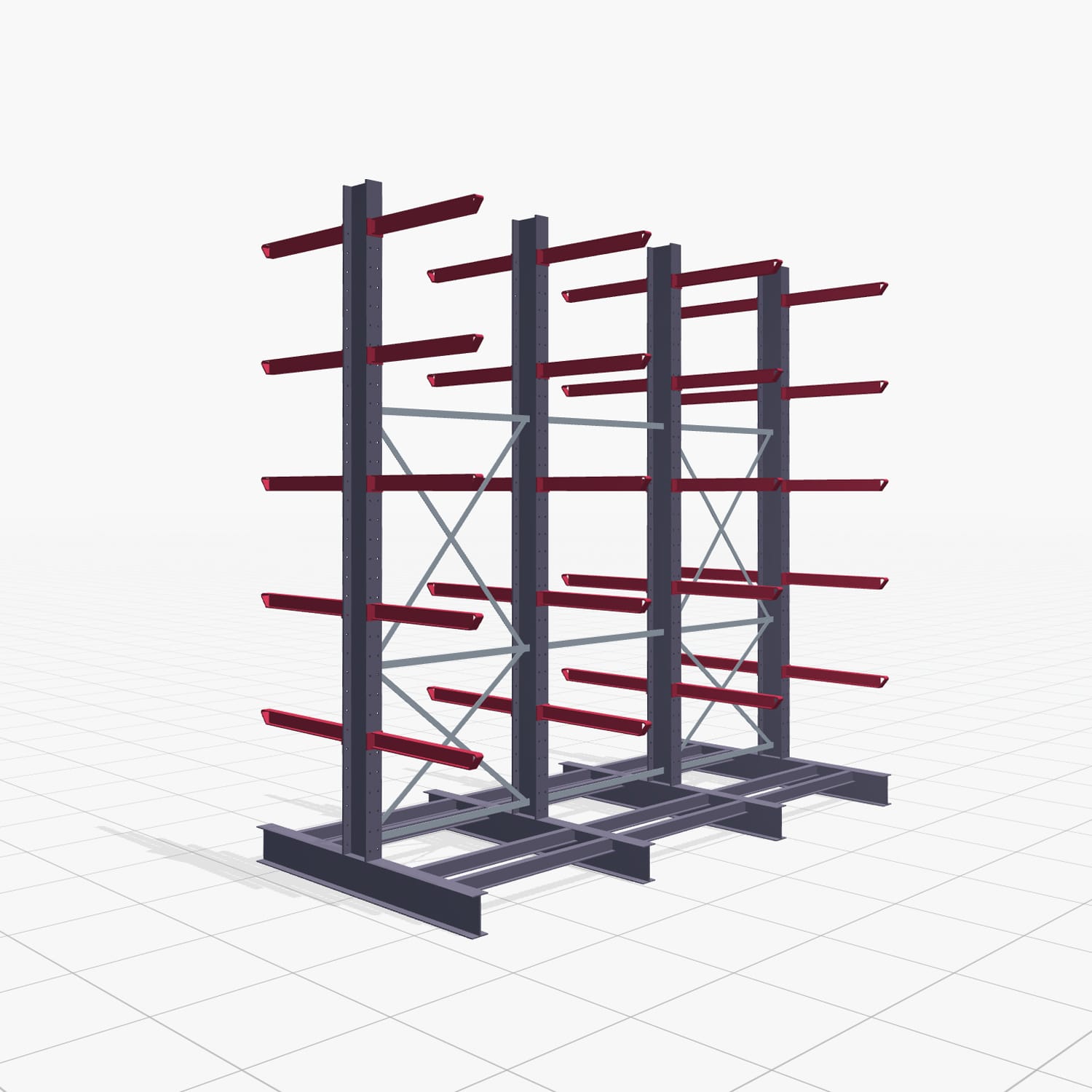 Kragarmregal Staplerbedient KSX 2000, H: 3.500 mm, B: 3700 mm, Armlänge: 800 mm, Zweiseitige Nutzung