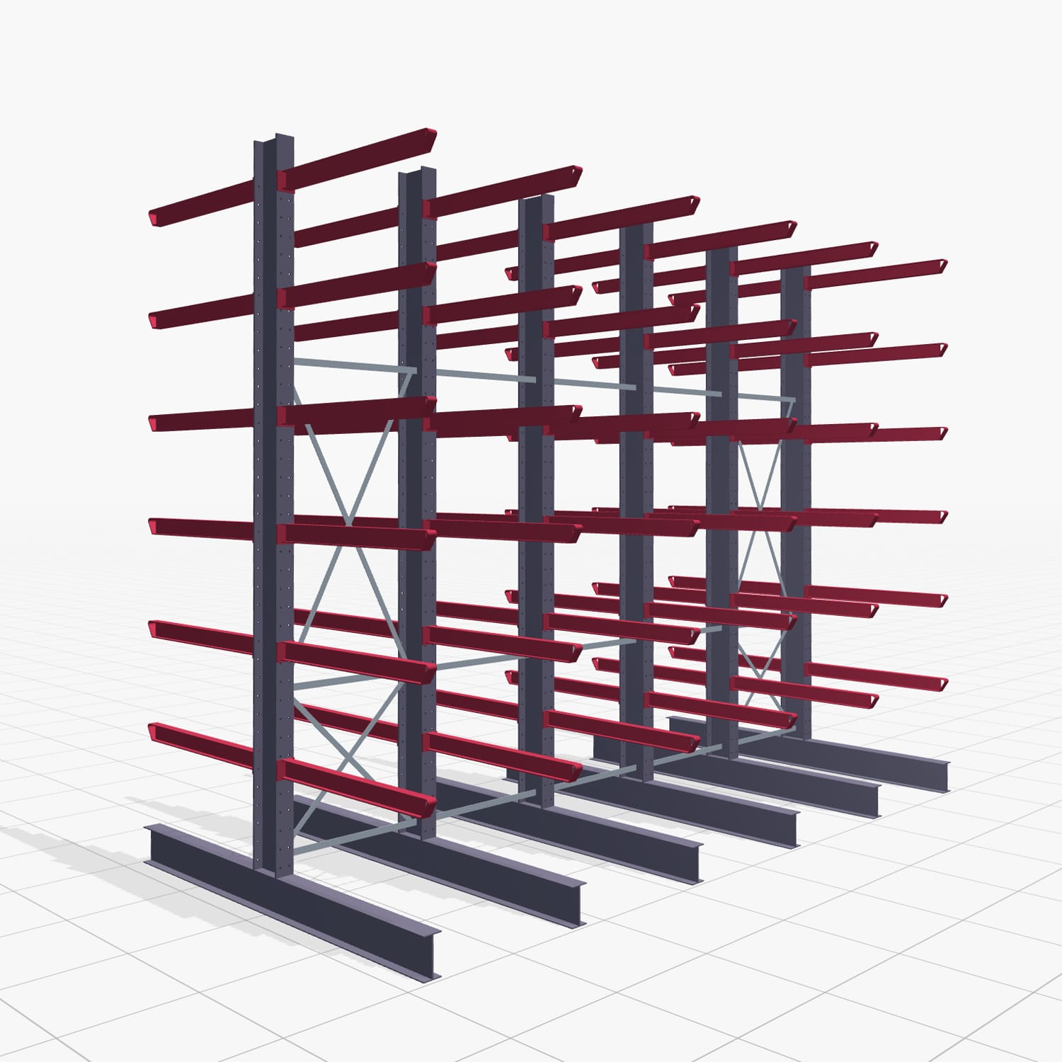 Kragarmregal Staplerbedient KSX 2000, H: 4.000 mm, B: 5100 mm, Armlänge: 1.200 mm, Zweiseitige Nutzung