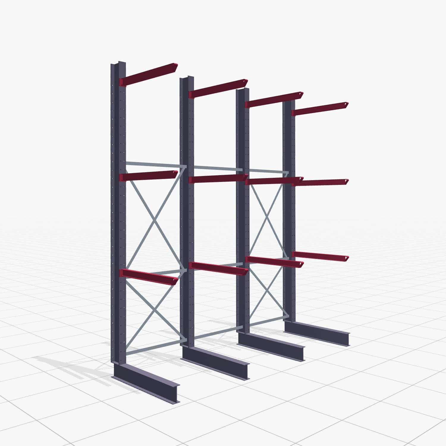 Kragarmregal Staplerbedient KSX 2000, H: 3.500 mm, B: 3100 mm, Armlänge: 1.000 mm, Einseitige Nutzung
