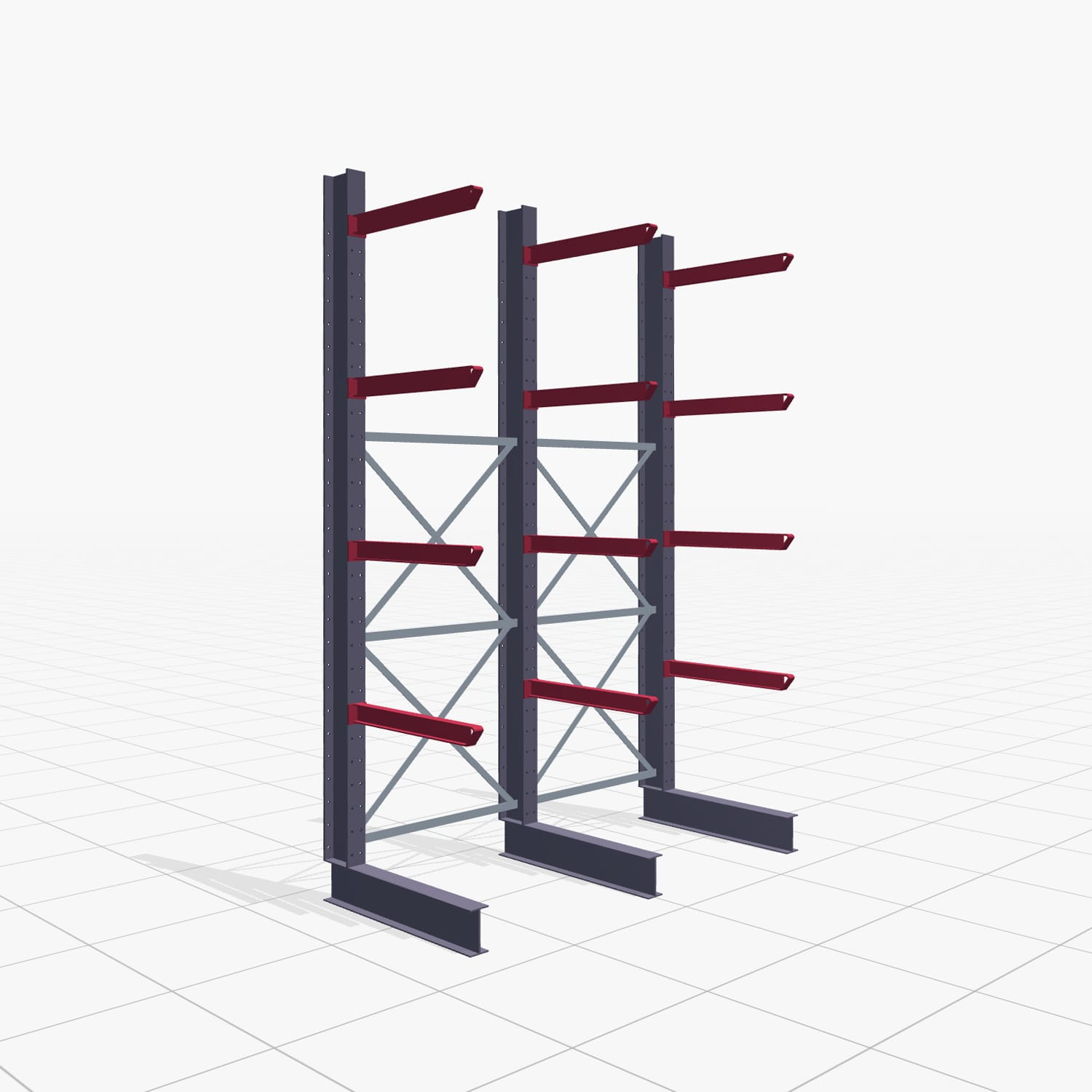 Kragarmregal Staplerbedient KSX 2000, H: 3.000 mm, B: 2091 mm, Armlänge: 800 mm, Einseitige Nutzung