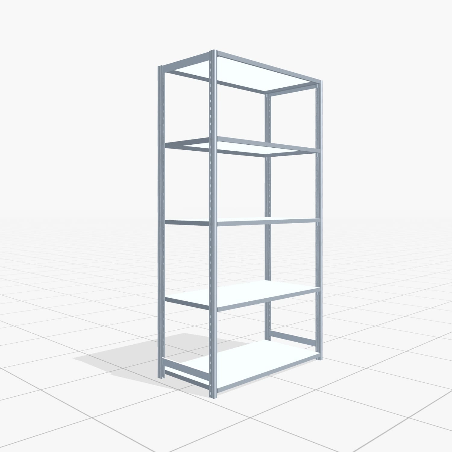 Fachbodenregal FBX 4000, H: 2.250 mm, B: 1.229 mm mm, T: 600 mm, Ebenen: 5