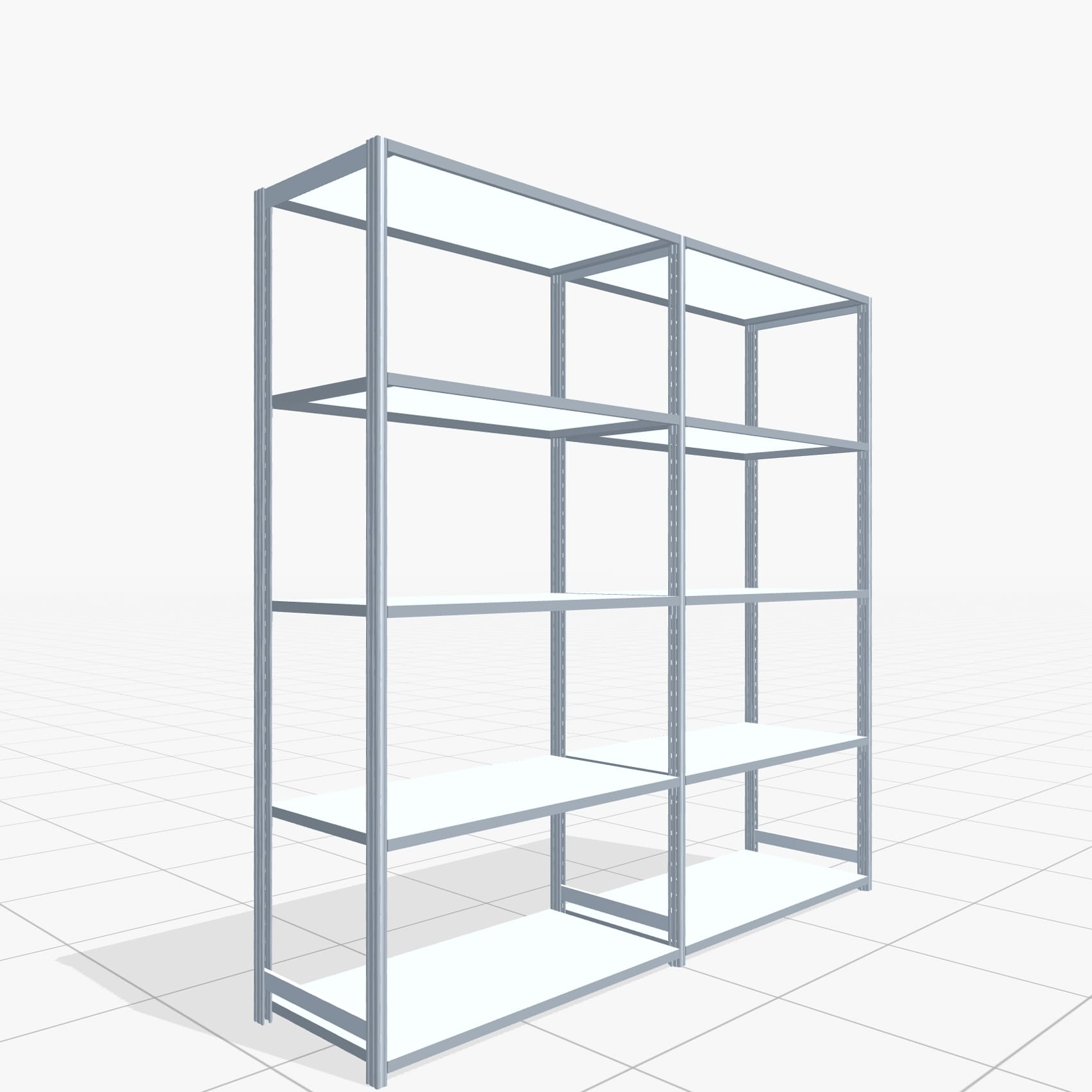 Fachbodenregal FBX 4000, H: 2.350 mm, B: 2.426 mm mm, T: 600 mm, Ebenen: 5