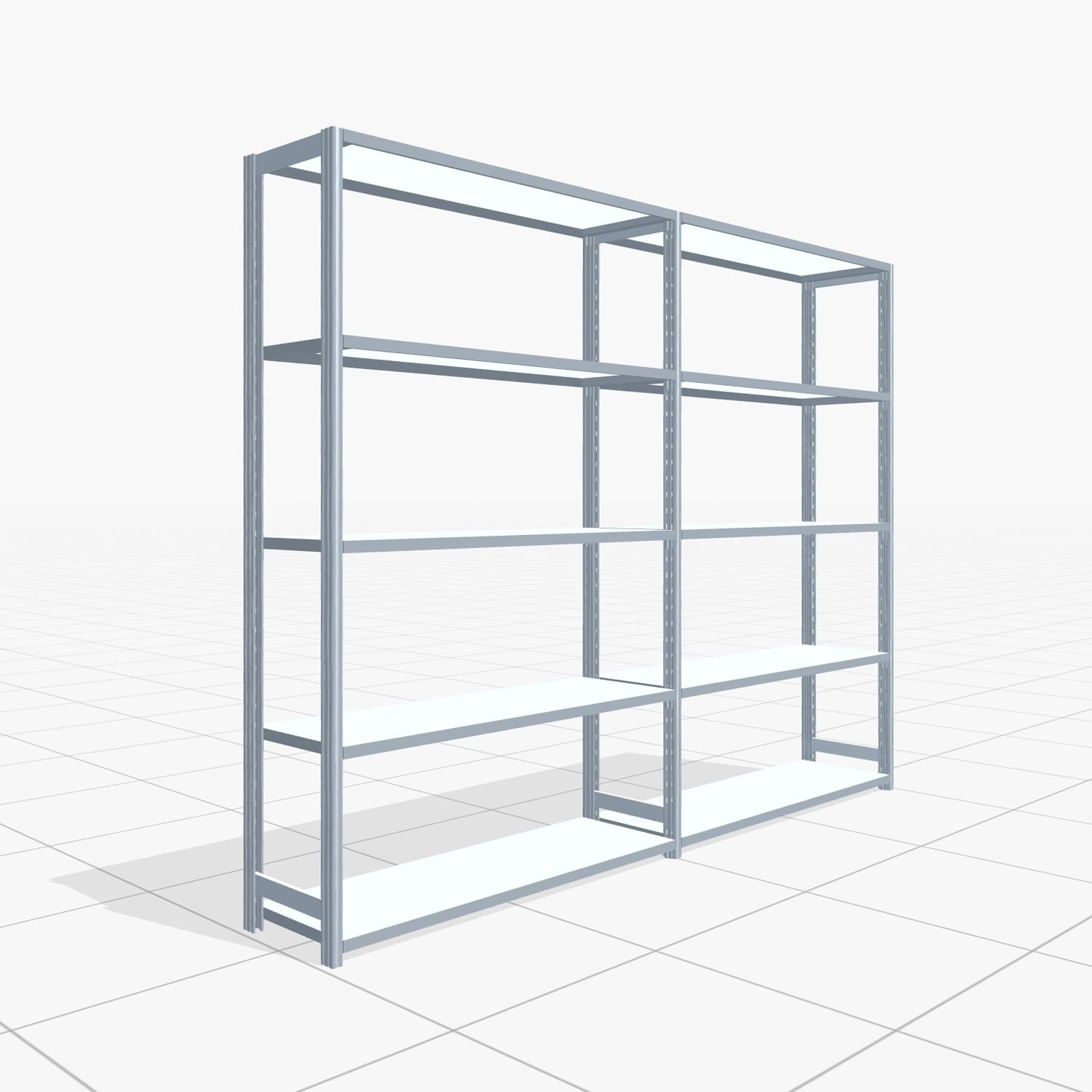 Fachbodenregal FBX 4000, H: 2.000 mm, B: 2.626 mm mm, T: 400 mm, Ebenen: 5
