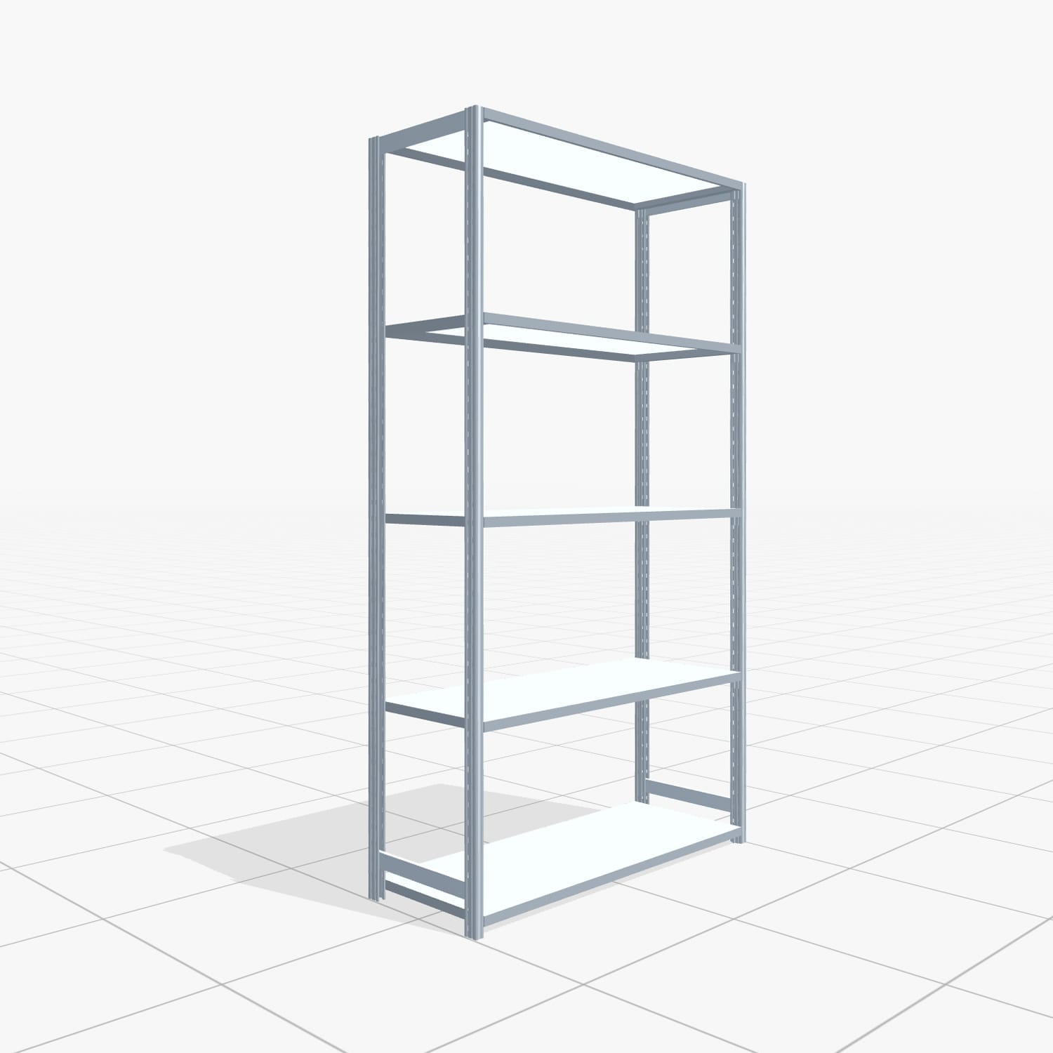Fachbodenregal FBX 4000, H: 2.350 mm, B: 1.329 mm mm, T: 500 mm, Ebenen: 5