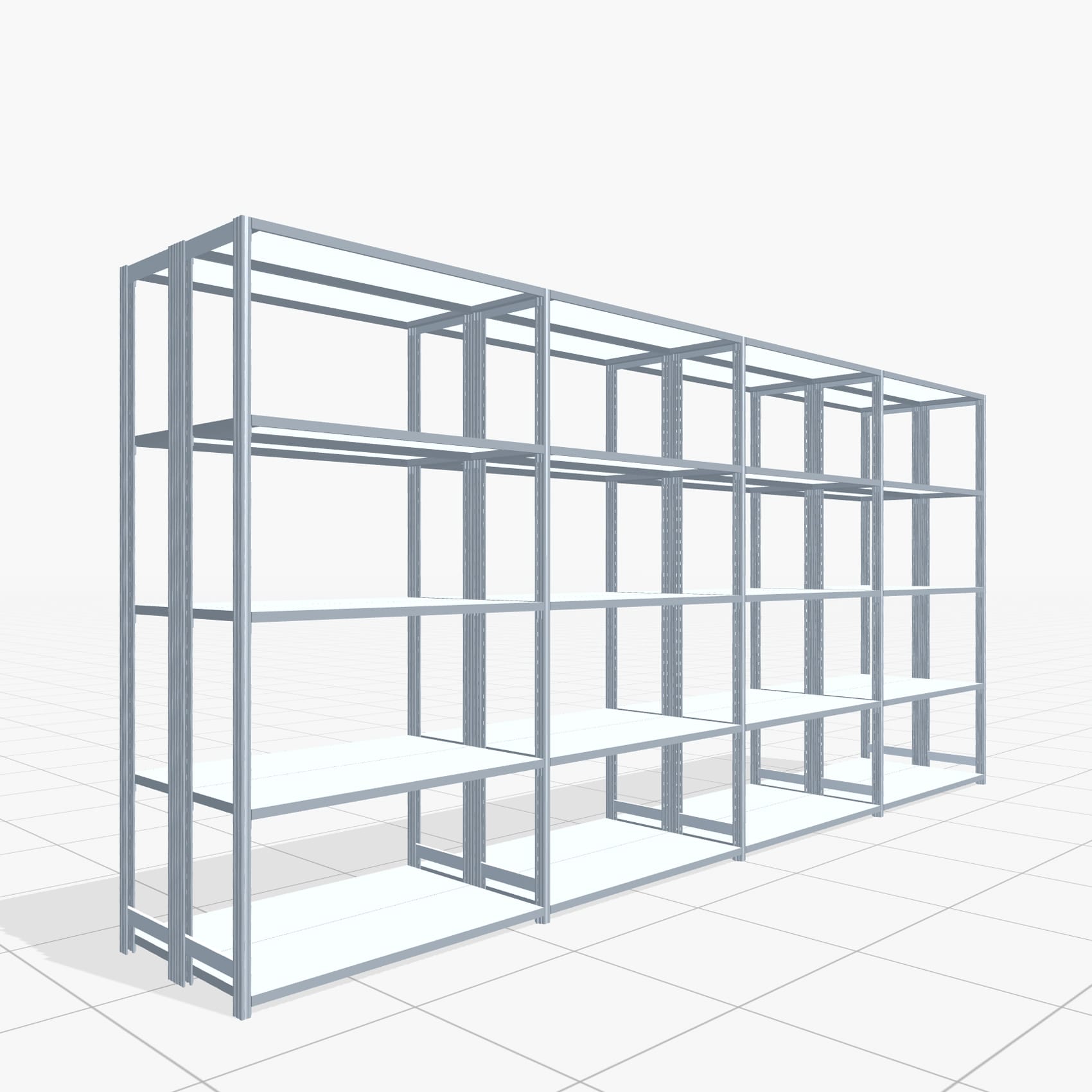 Fachbodenregal FBX 4000, H: 2.250 mm, B: 4.820 mm mm, T: 400 mm, Ebenen: 5