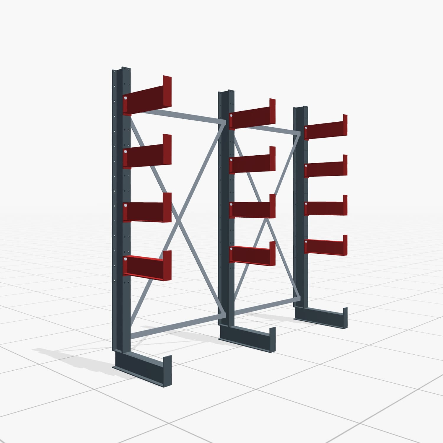 Kragarmregale Handbedient KHX 3000, H: 2.000 mm, B: 2.066 mm mm, Armlänge: 2.680 kg, Einseitige Nutzung