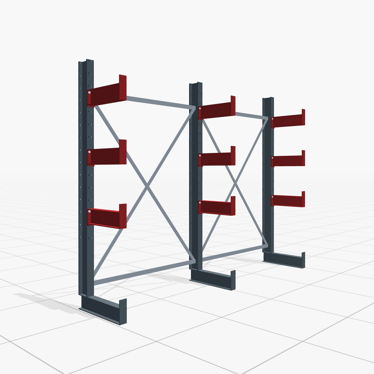 Kragarmregale Handbedient KHX 3000, H: 2.000 mm, B: 2.636 mm mm, Armlänge: 2.680 kg, Einseitige Nutzung