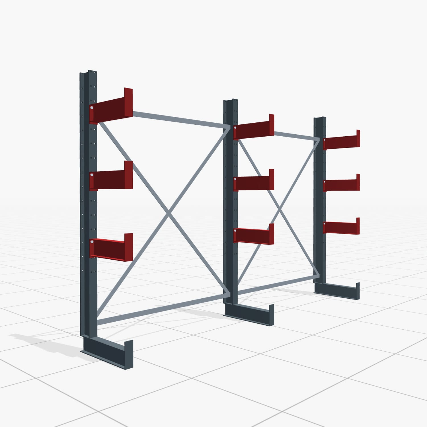 Kragarmregale Handbedient KHX 3000, H: 2.000 mm, B: 3.075 mm mm, Armlänge: 2.680 kg, Einseitige Nutzung