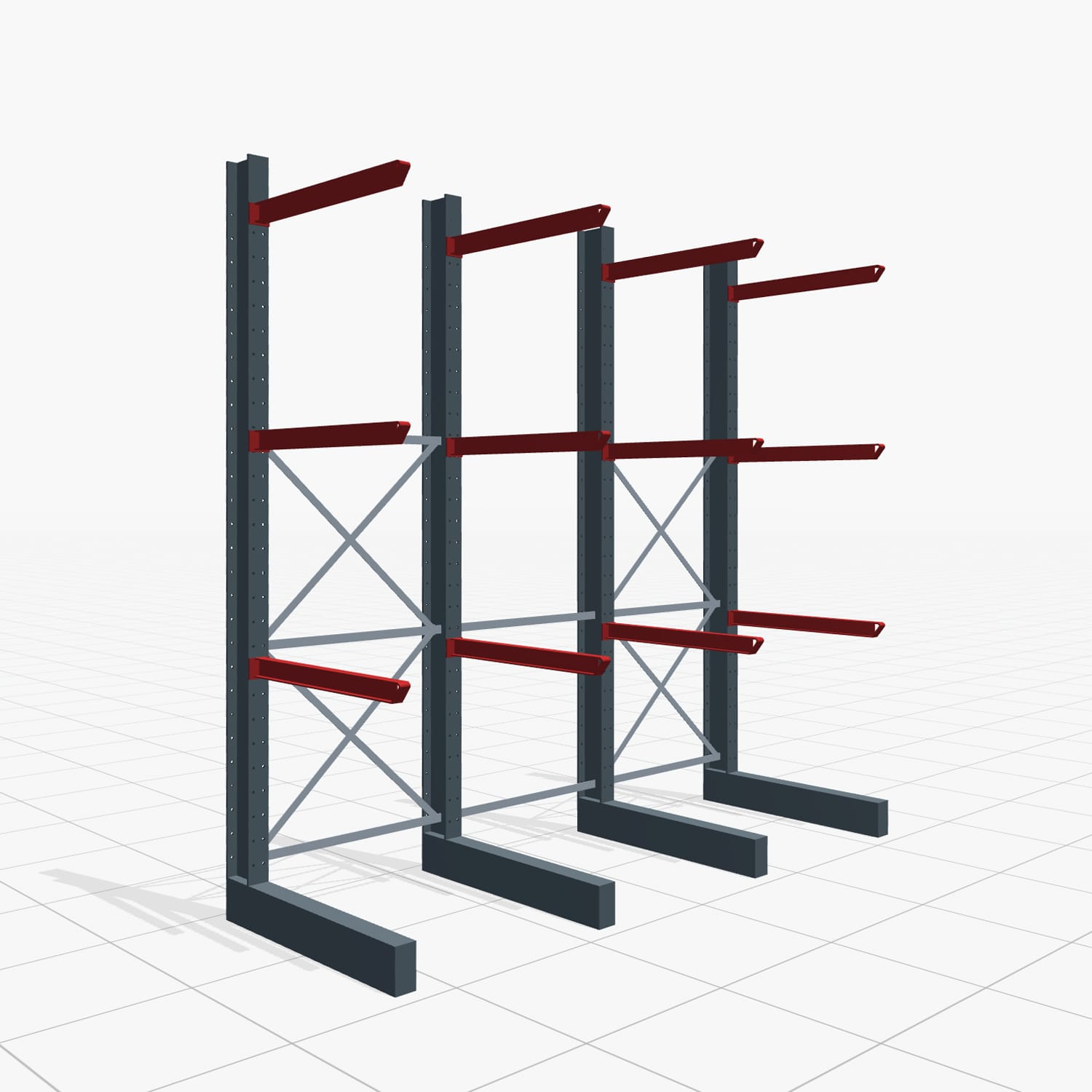 Kragarmregale Staplerbedient KSX 2000, H: 3.000 mm, B: 3100 mm, Armlänge: 1.000 mm, Einseitige Nutzung