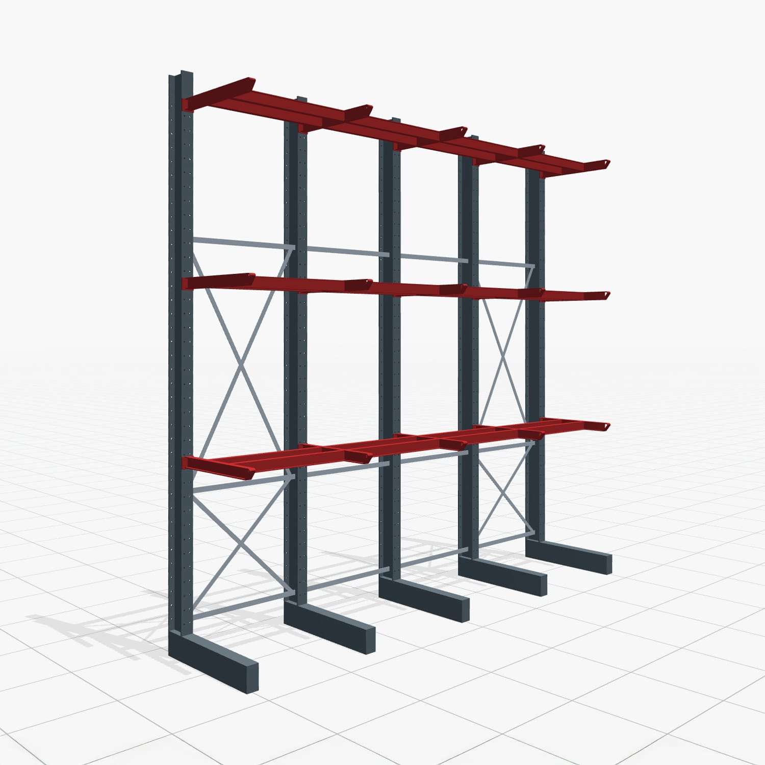 Kragarmregale Staplerbedient KSX 2000, H: 4.000 mm, B: 4110 mm, Armlänge: 800 mm, Einseitige Nutzung