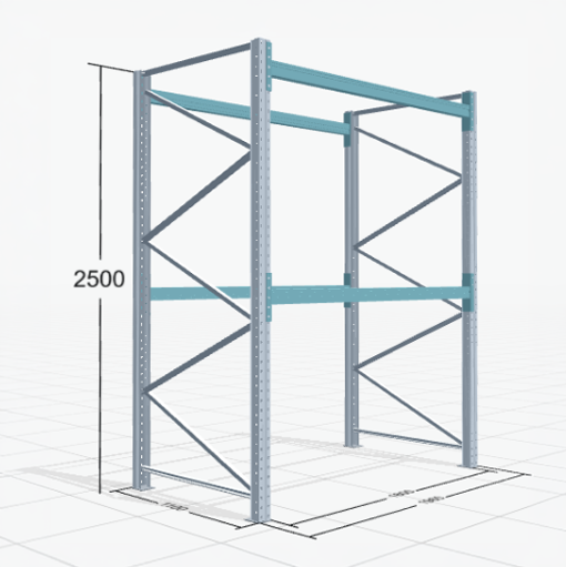 Palletstelling Basic PRB 1100, H: 2.500 mm, B: 1.970 mm, Gewicht van de pallet: 500, Palletplaatsen: 6
