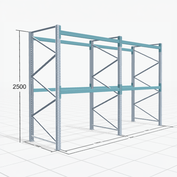 Palletstelling Basic PRB 1100, H: 2.500 mm, B: 3.860 mm, Gewicht van de pallet: 500, Palletplaatsen: 12
