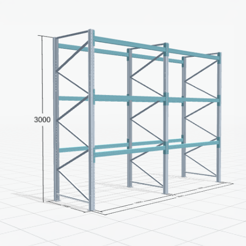 Palletstelling Basic PRB 1100, H: 3.000 mm, B: 3.860 mm, Gewicht van de pallet: 500, Palletplaatsen: 16