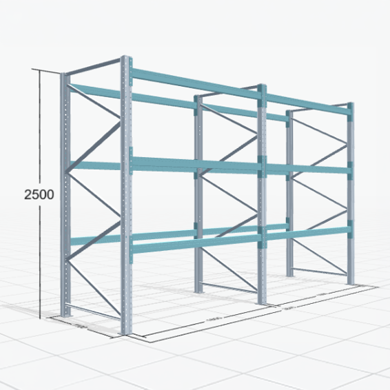 Palletstelling Basic PRB 1100, H: 2.500 mm, B: 3.860 mm, Gewicht van de pallet: 1000, Palletplaatsen: 16